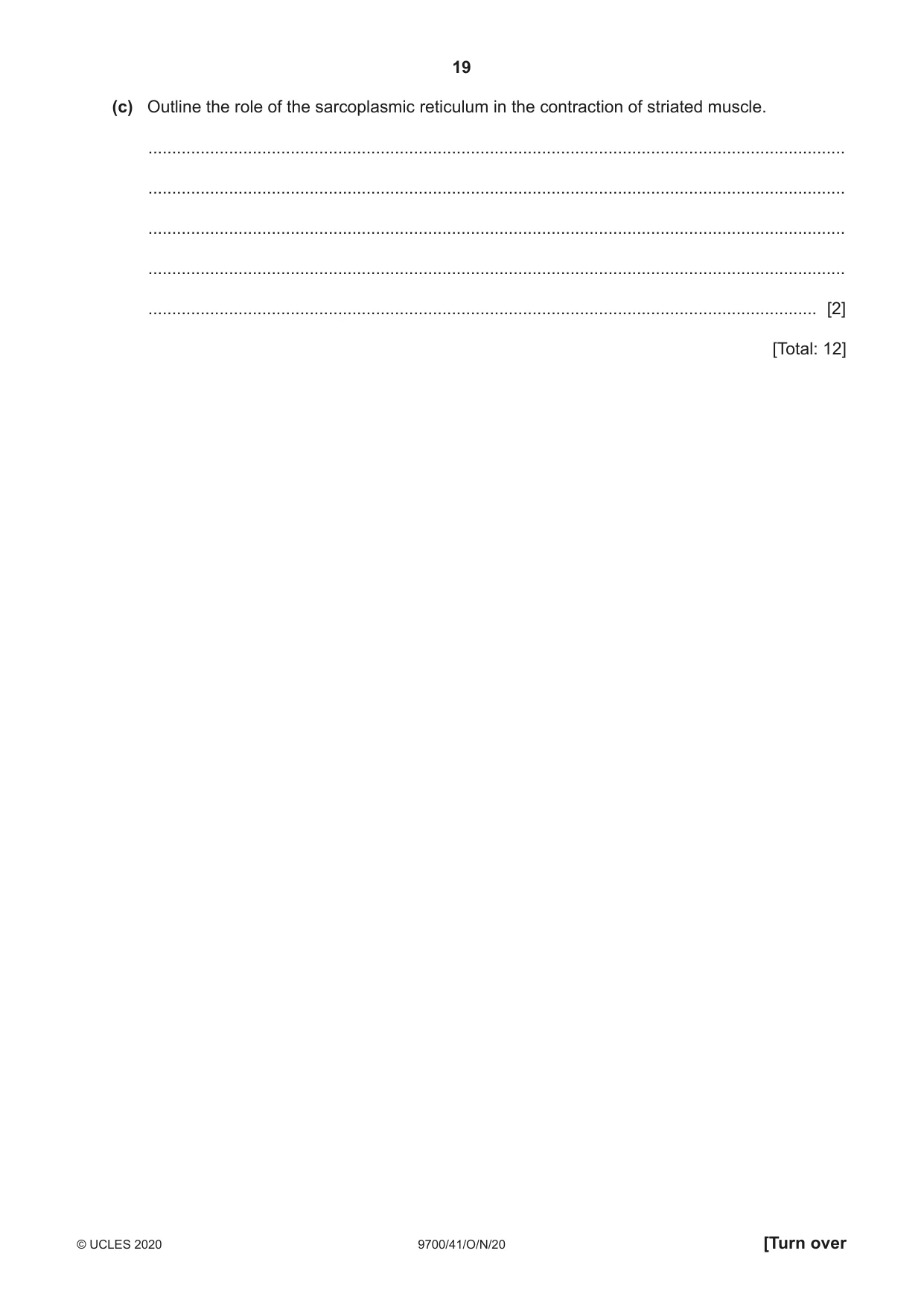 Cambridge A Level Biology 9700 2020 Oct/Nov Paper 4 · Variant 1 question paper, page 19 of 28