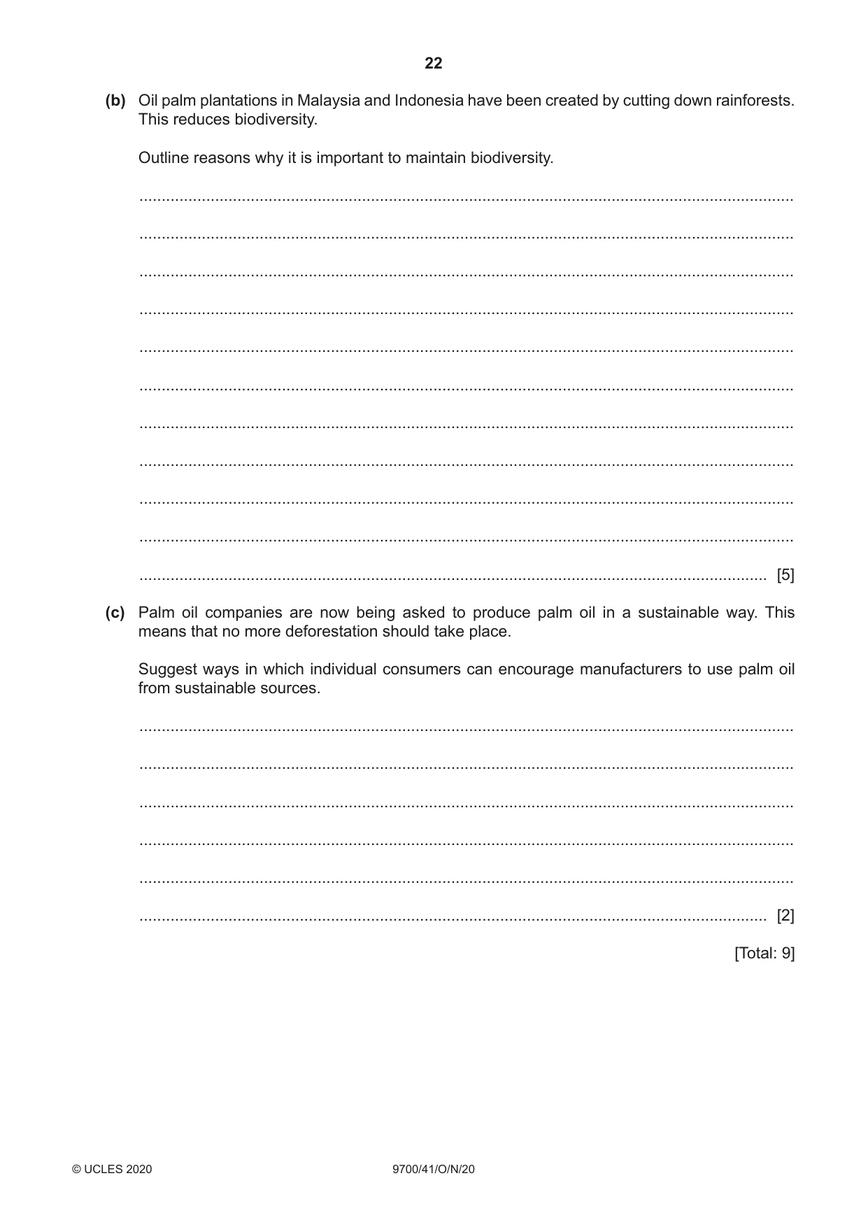 Cambridge A Level Biology 9700 2020 Oct/Nov Paper 4 · Variant 1 question paper, page 22 of 28