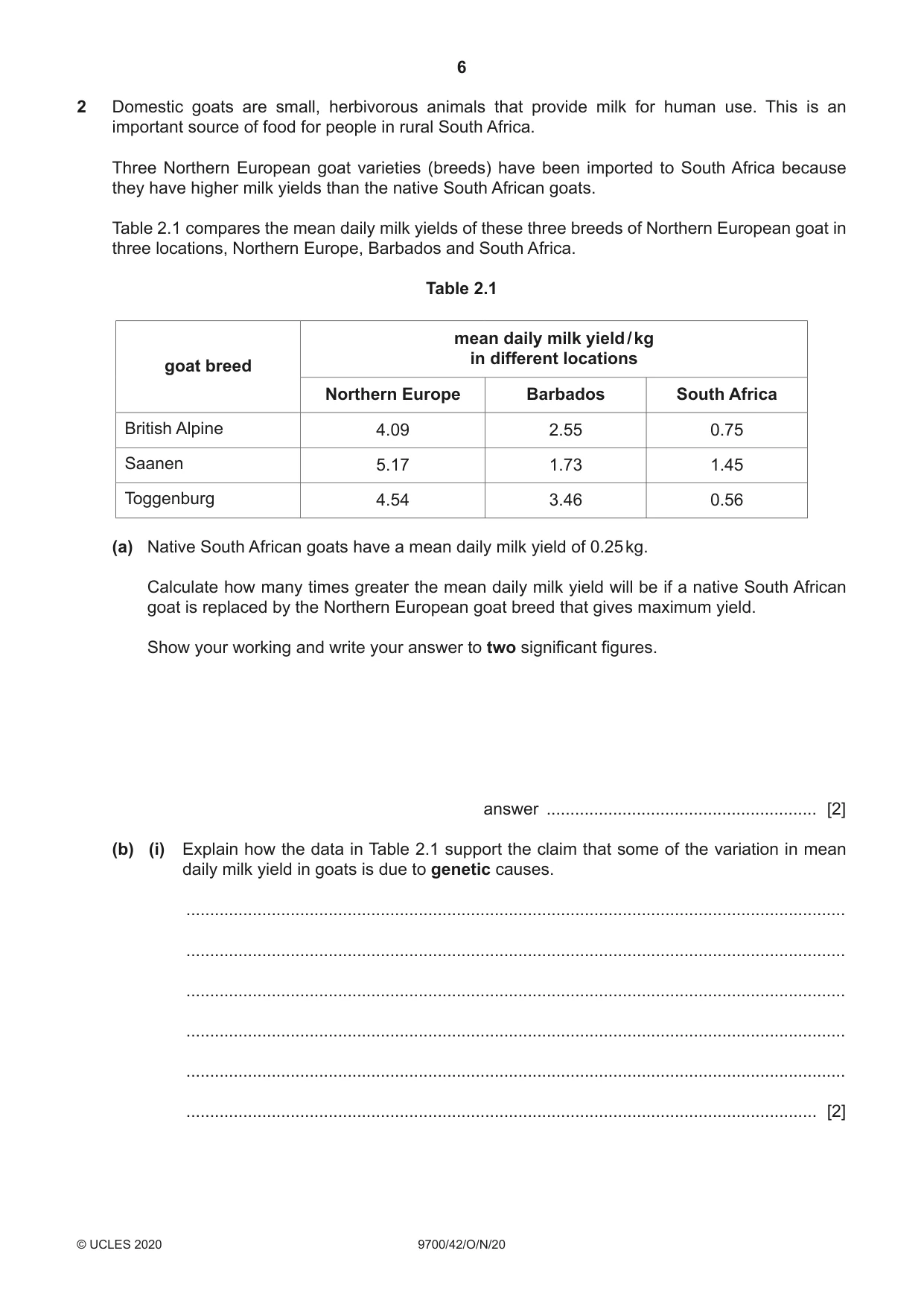 Cambridge A Level Biology 9700 2020 Oct/Nov Paper 4 · Variant 2 question paper, page 6 of 24
