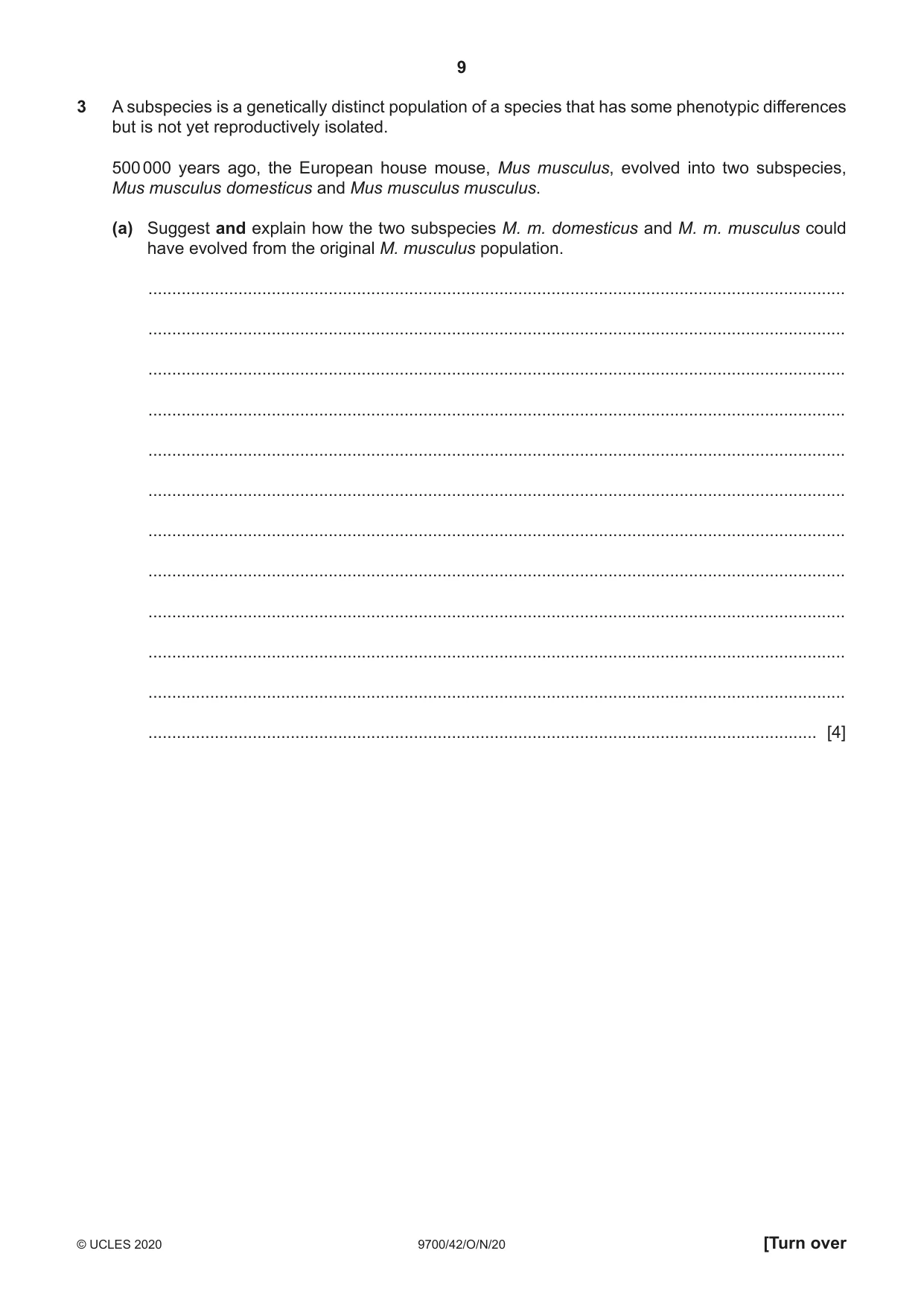 Cambridge A Level Biology 9700 2020 Oct/Nov Paper 4 · Variant 2 question paper, page 9 of 24