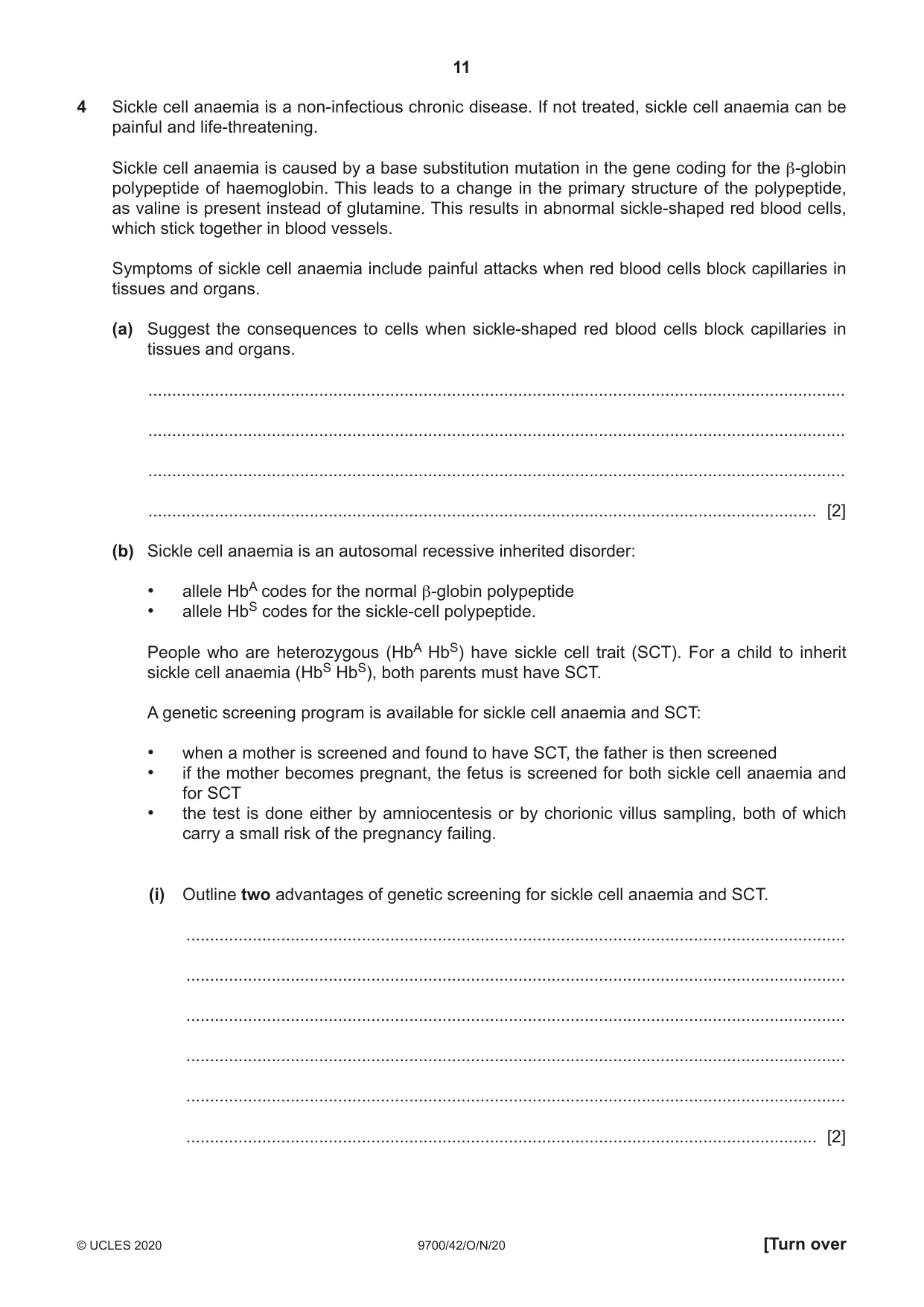 Cambridge A Level Biology 9700 2020 Oct/Nov Paper 4 · Variant 2 question paper, page 11 of 24