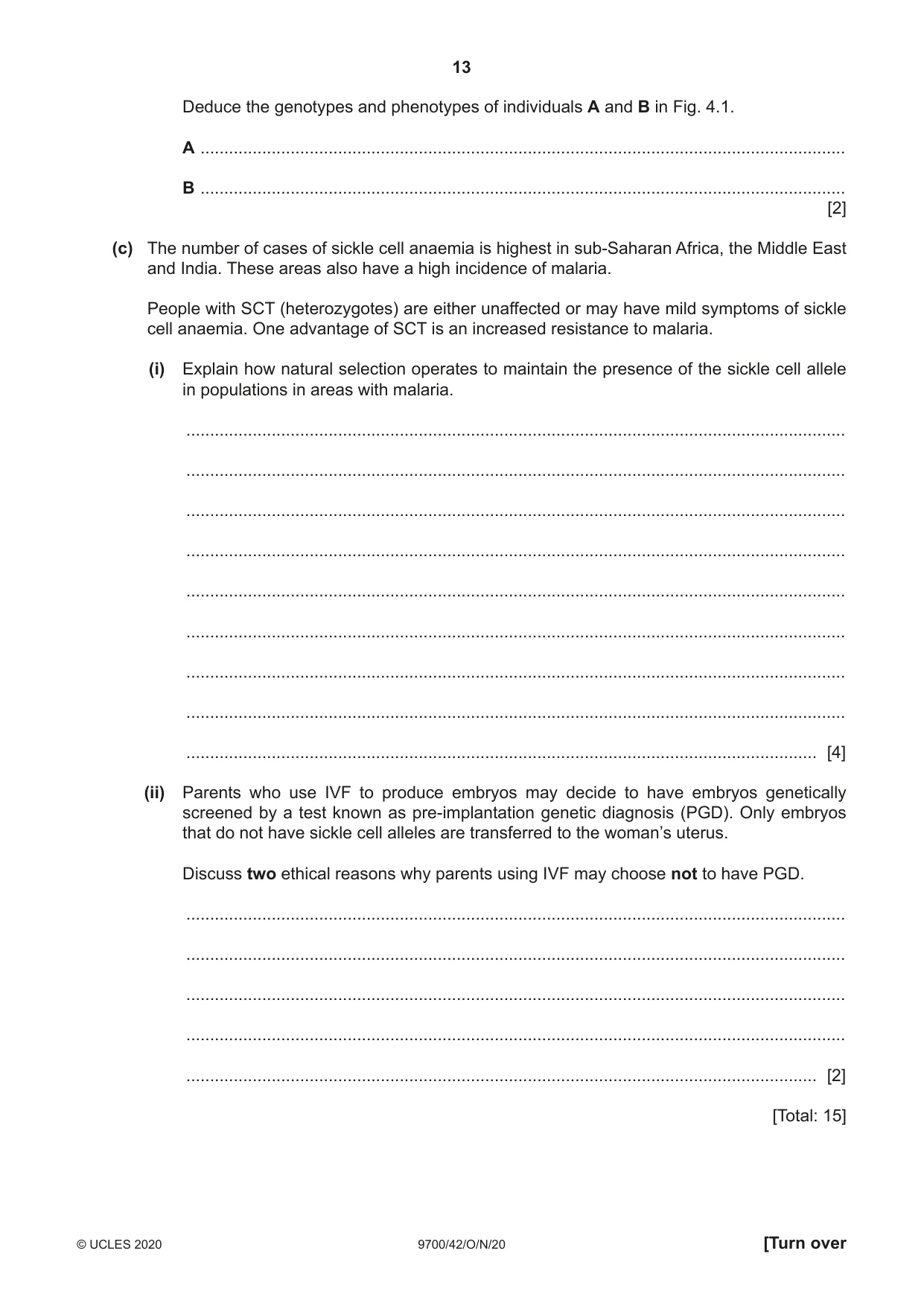 Cambridge A Level Biology 9700 2020 Oct/Nov Paper 4 · Variant 2 question paper, page 13 of 24