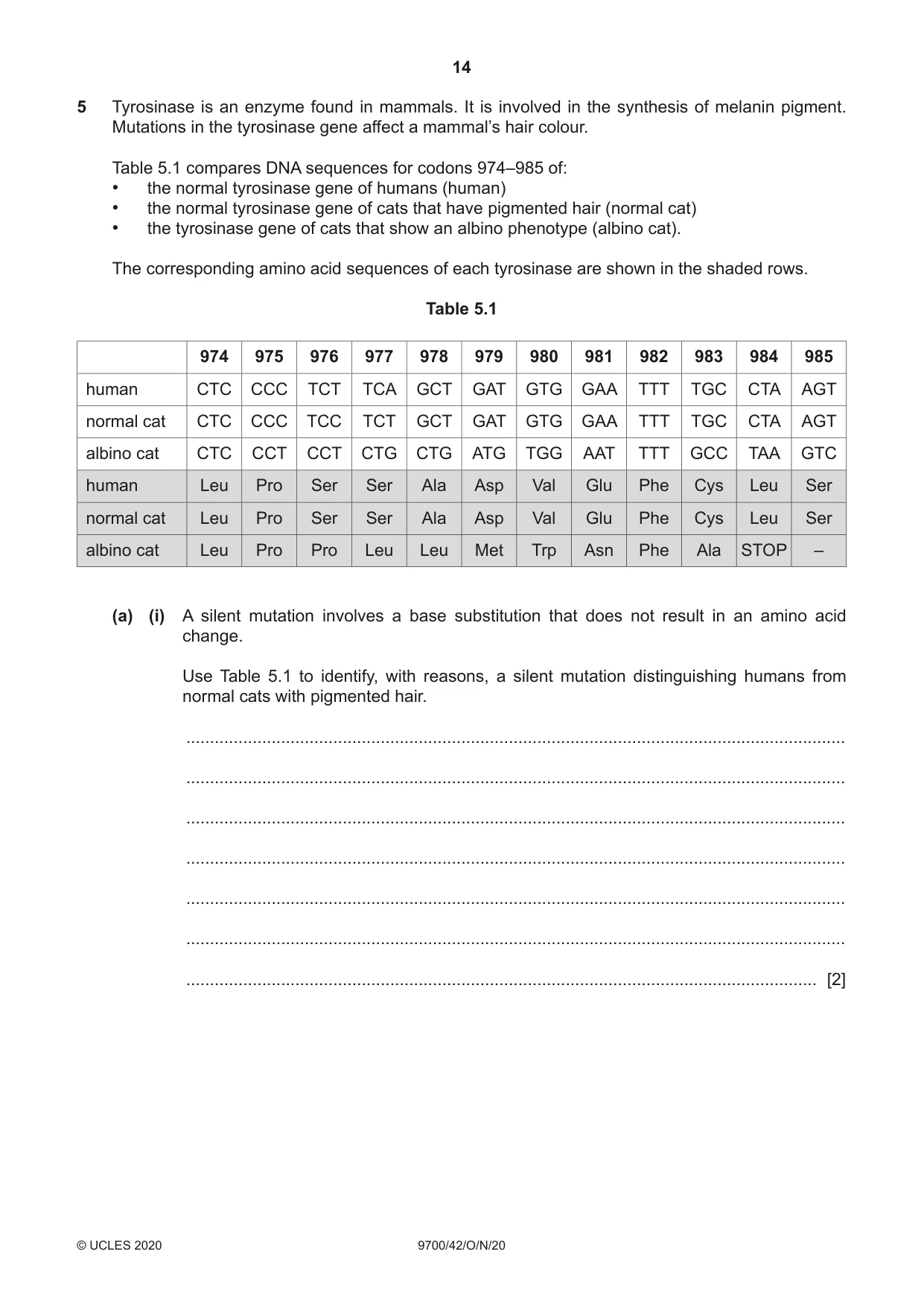 Cambridge A Level Biology 9700 2020 Oct/Nov Paper 4 · Variant 2 question paper, page 14 of 24