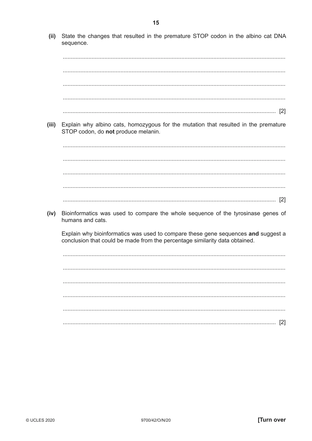 Cambridge A Level Biology 9700 2020 Oct/Nov Paper 4 · Variant 2 question paper, page 15 of 24