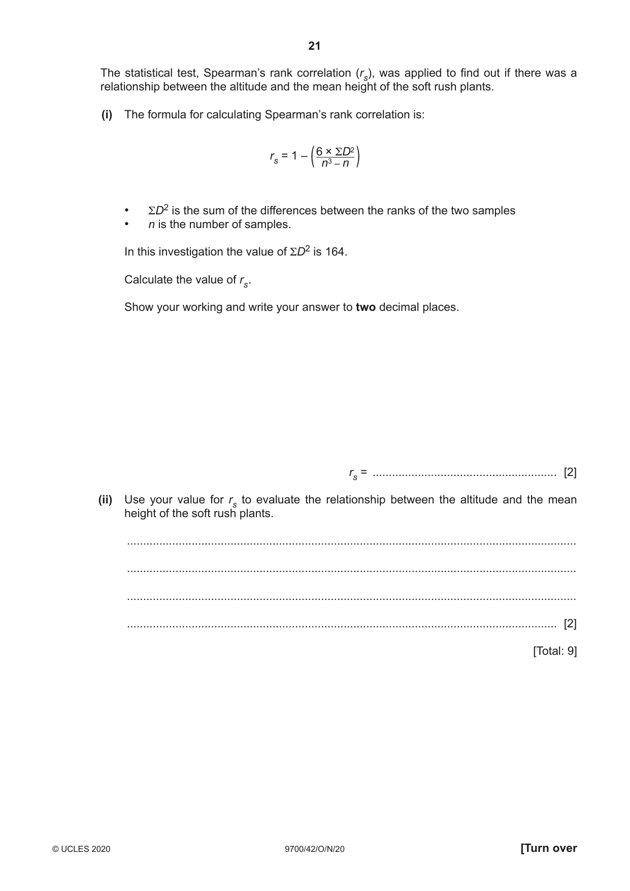 Cambridge A Level Biology 9700 2020 Oct/Nov Paper 4 · Variant 2 question paper, page 21 of 24
