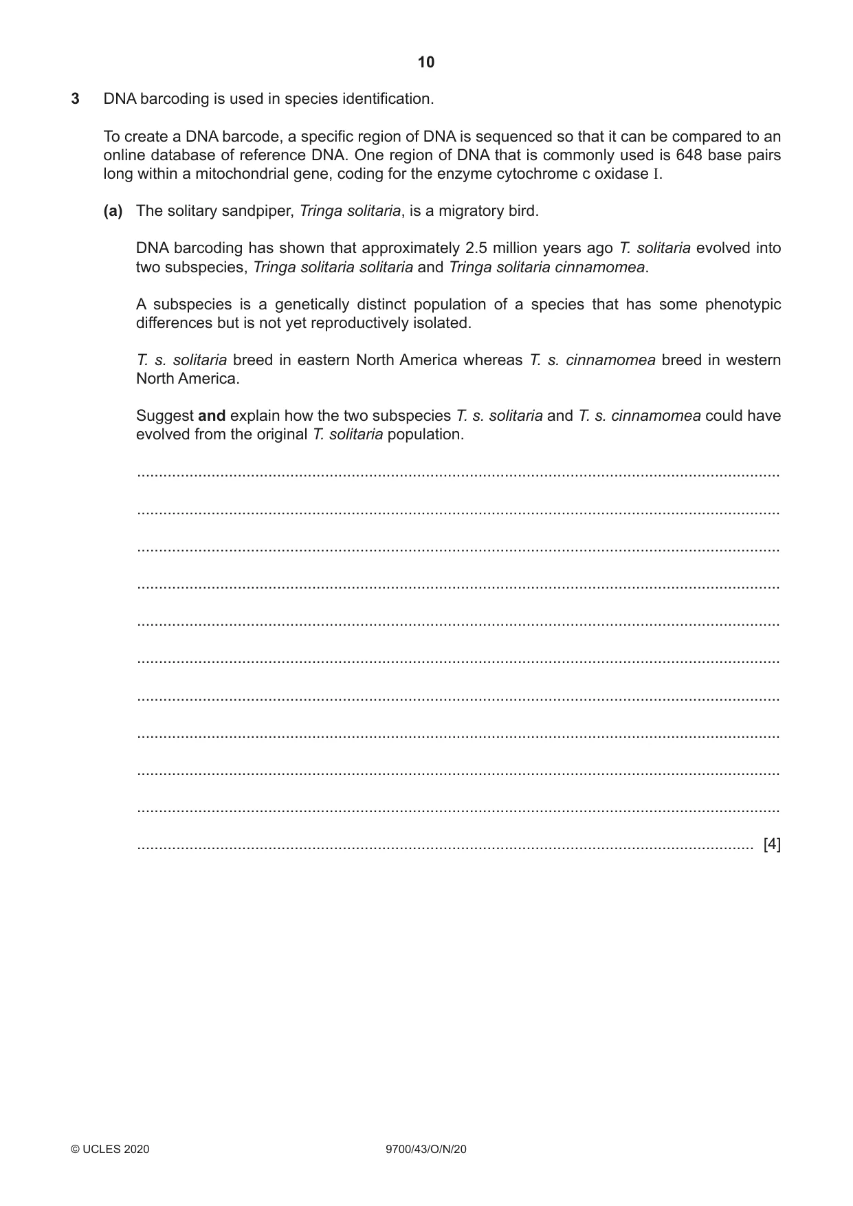 Cambridge A Level Biology 9700 2020 Oct/Nov Paper 4 · Variant 3 question paper, page 10 of 28
