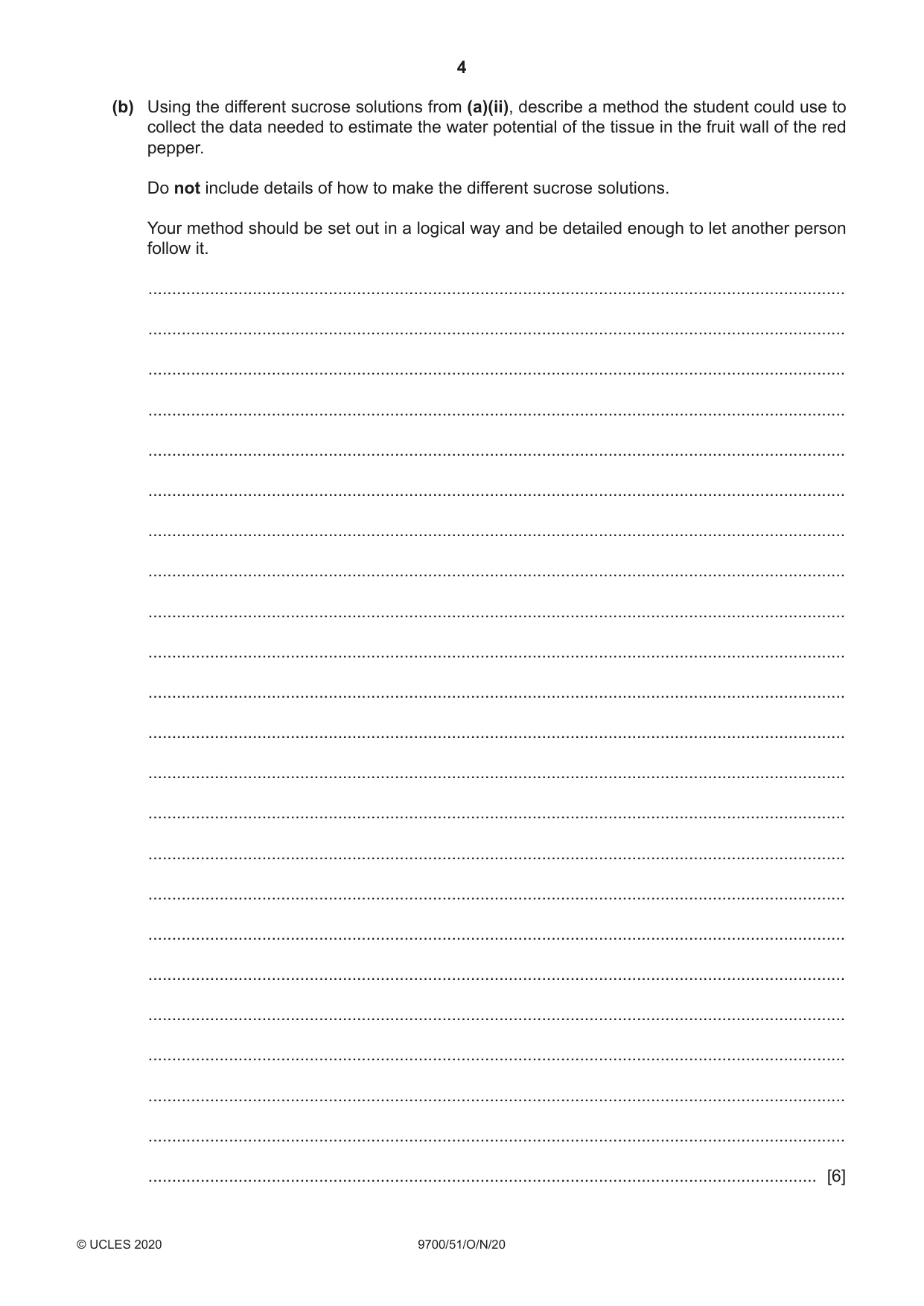 Cambridge A Level Biology 9700 2020 Oct/Nov Paper 5 · Variant 1 question paper, page 4 of 12