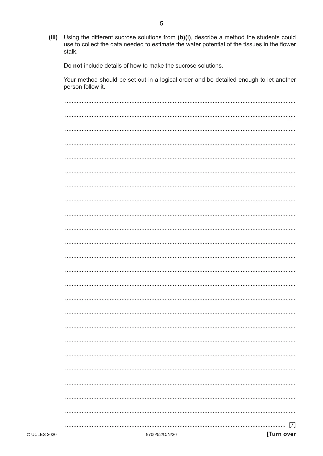 Cambridge A Level Biology 9700 2020 Oct/Nov Paper 5 · Variant 2 question paper, page 5 of 12