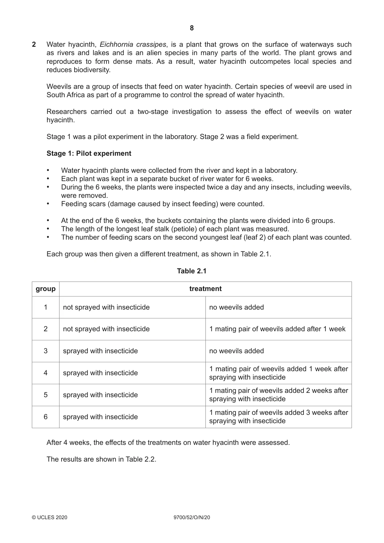 Cambridge A Level Biology 9700 2020 Oct/Nov Paper 5 · Variant 2 question paper, page 8 of 12