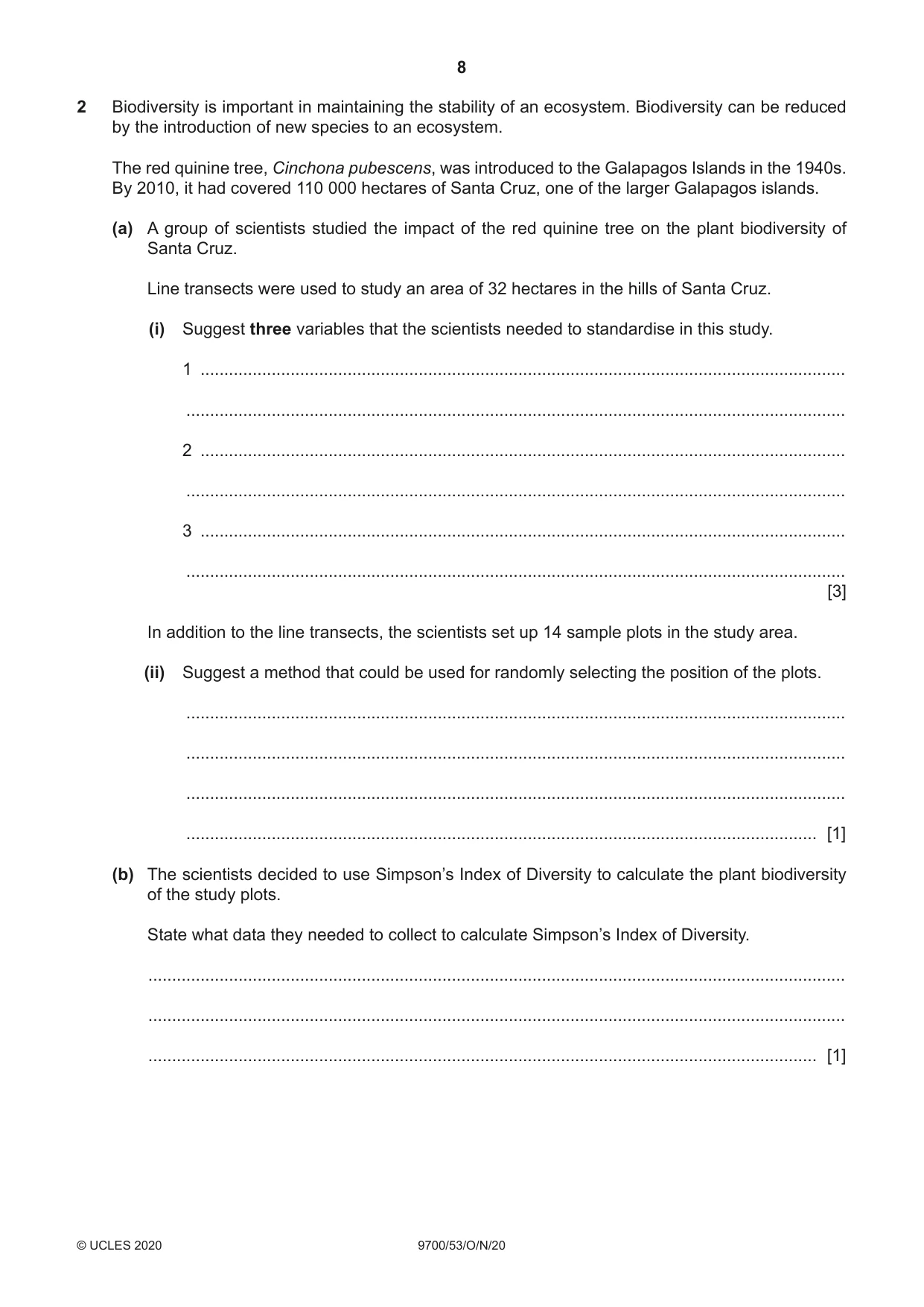 Cambridge A Level Biology 9700 2020 Oct/Nov Paper 5 · Variant 3 question paper, page 8 of 12