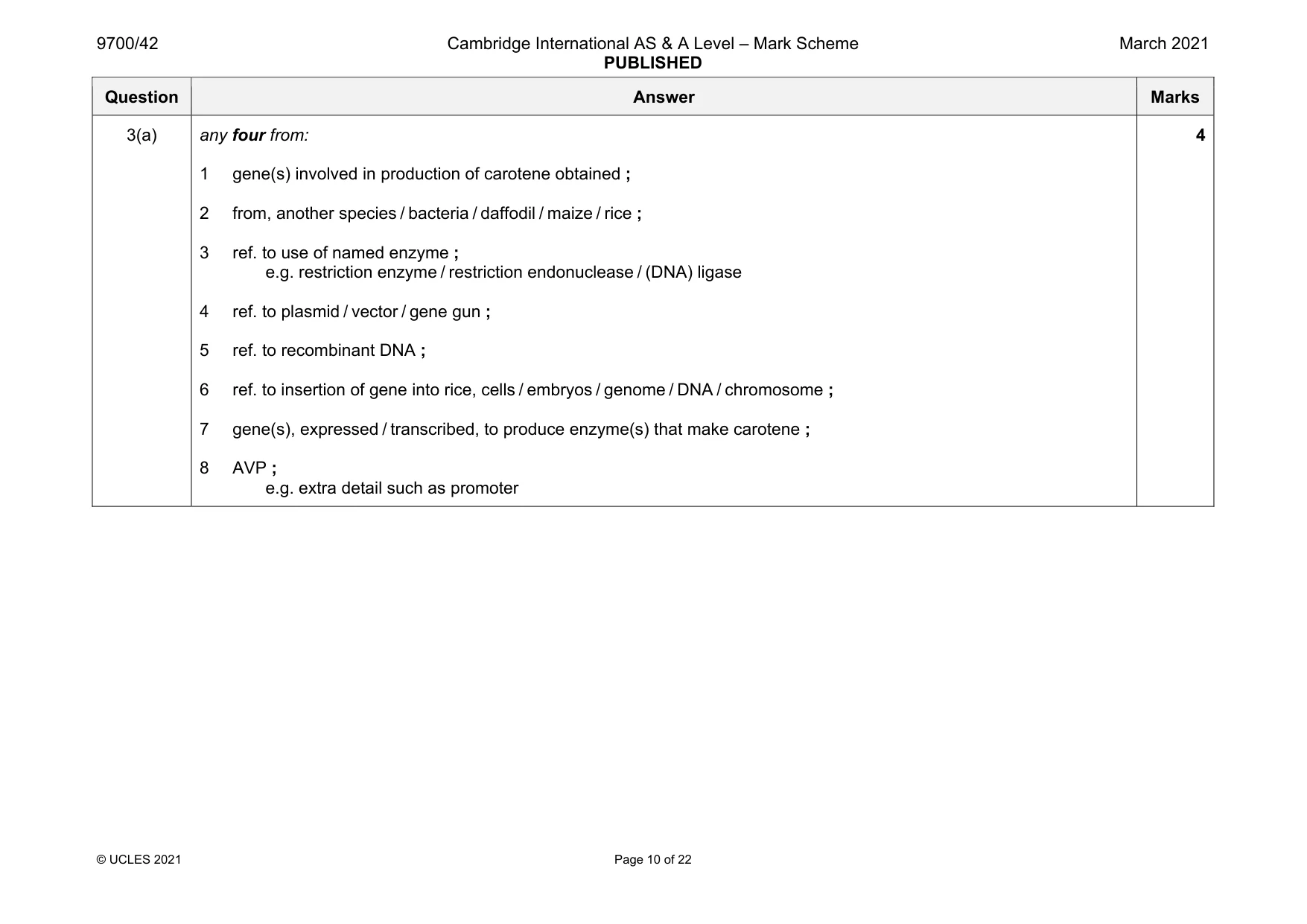 Mark scheme, page 10 of 22