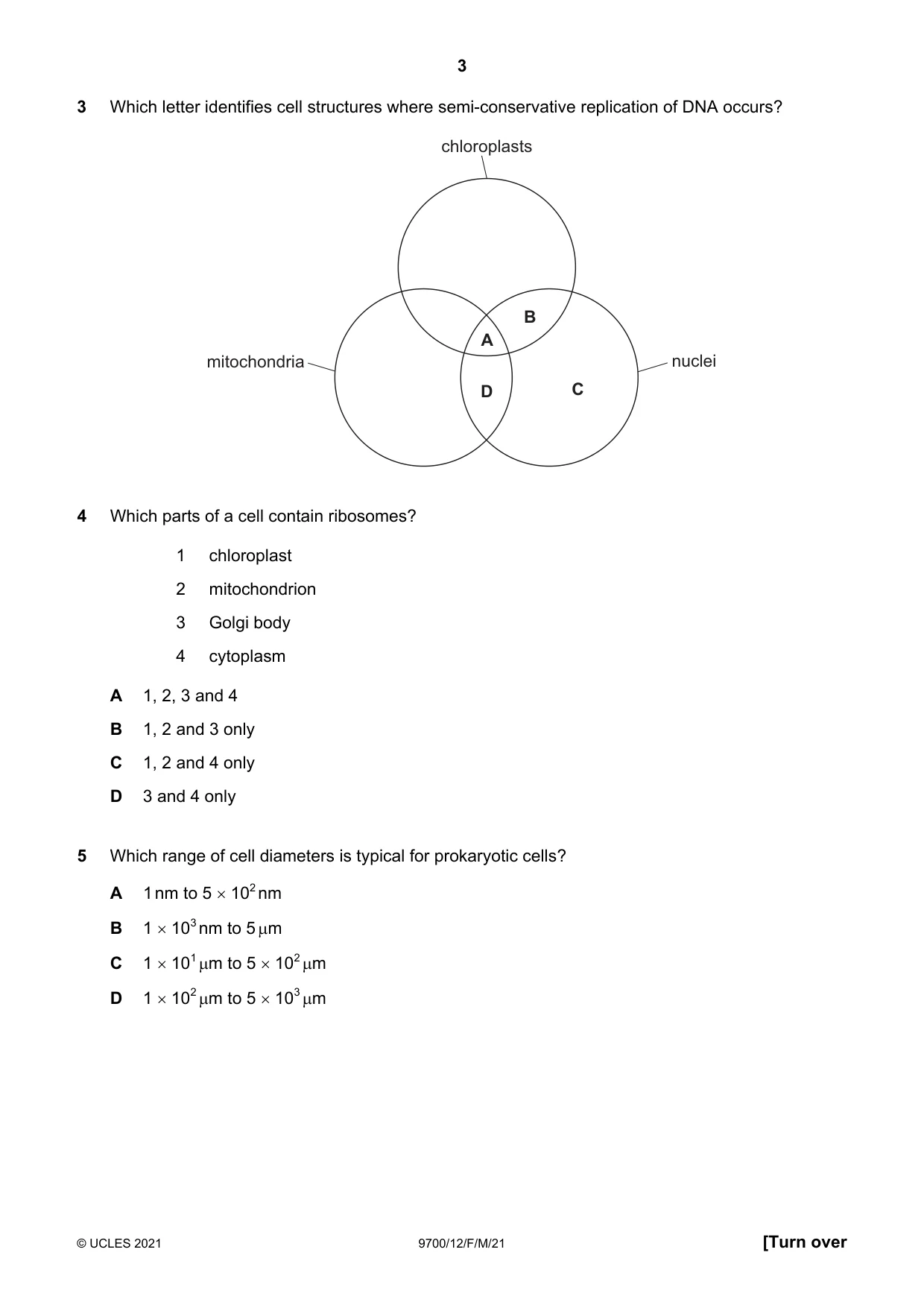 Cambridge A Level Biology 9700 2021 Feb/March Paper 1 · Variant 2 question paper, page 3 of 16