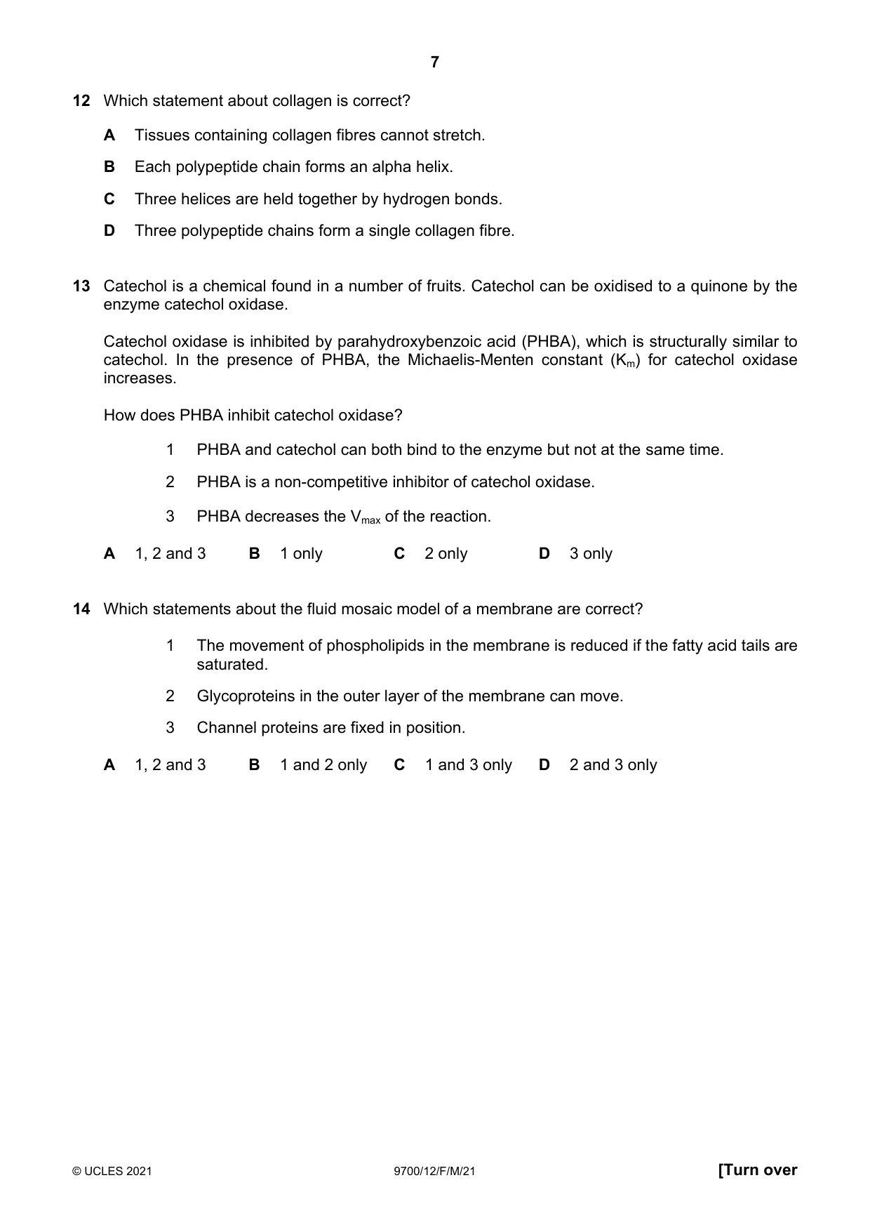 Cambridge A Level Biology 9700 2021 Feb/March Paper 1 · Variant 2 question paper, page 7 of 16