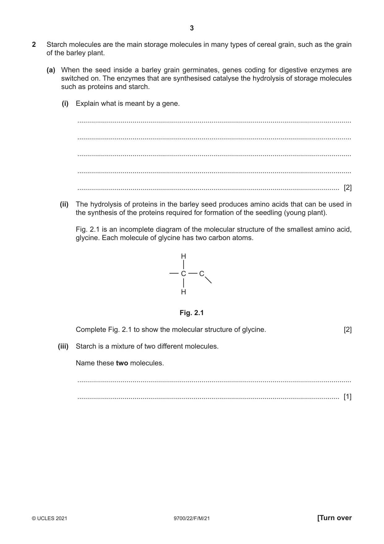 Cambridge A Level Biology 9700 2021 Feb/March Paper 2 · Variant 2 question paper, page 3 of 16