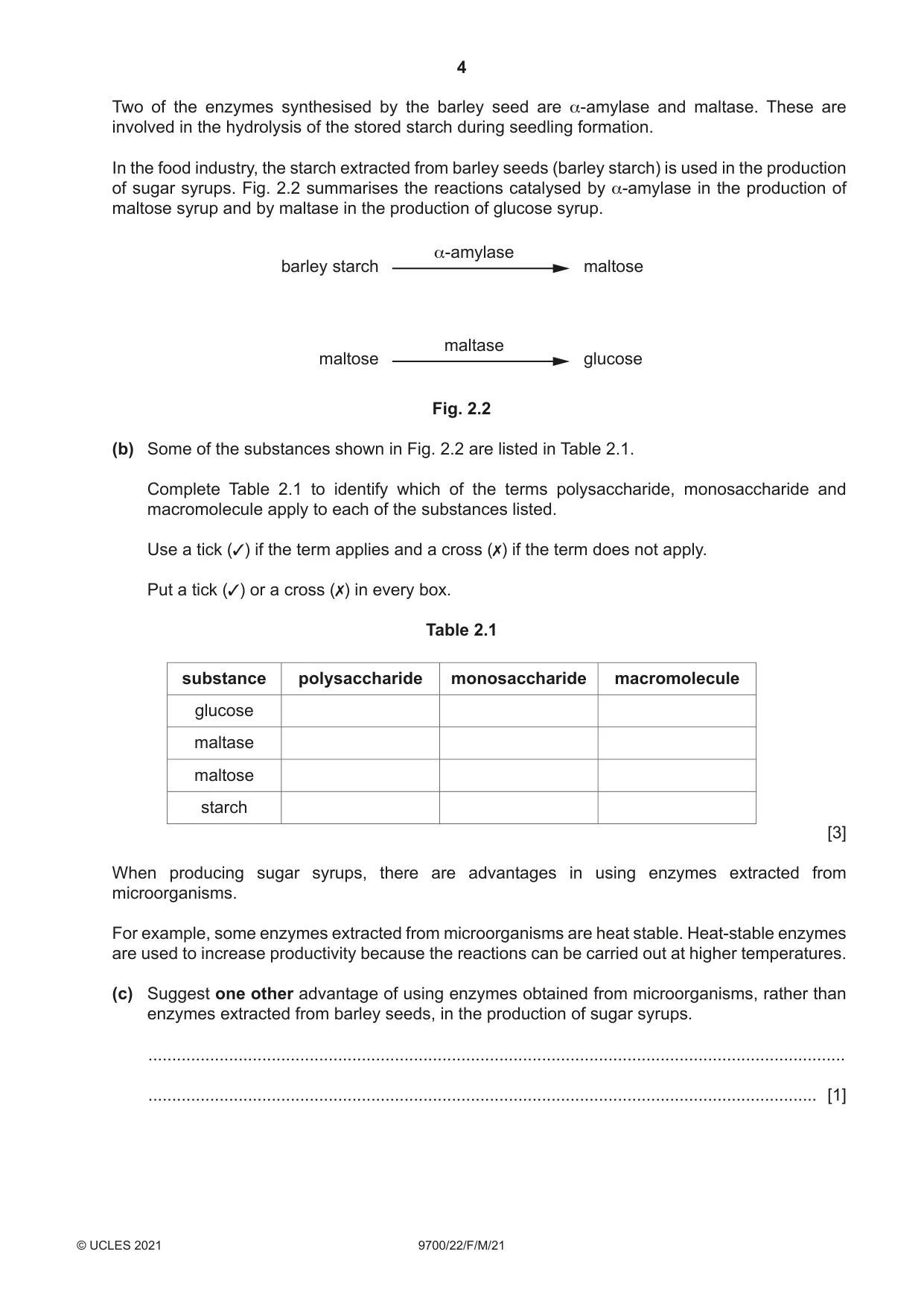 Cambridge A Level Biology 9700 2021 Feb/March Paper 2 · Variant 2 question paper, page 4 of 16