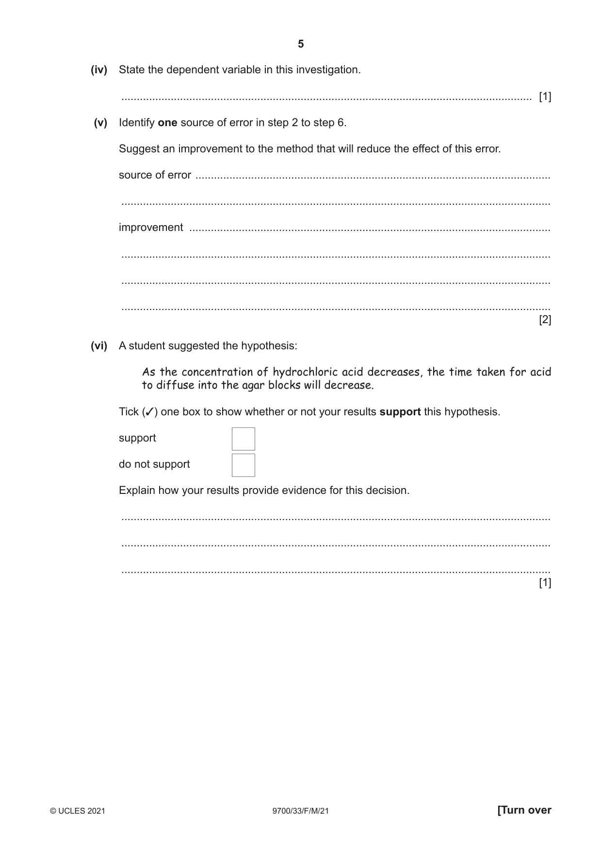 Cambridge A Level Biology 9700 2021 Feb/March Paper 3 · Variant 3 question paper, page 5 of 16