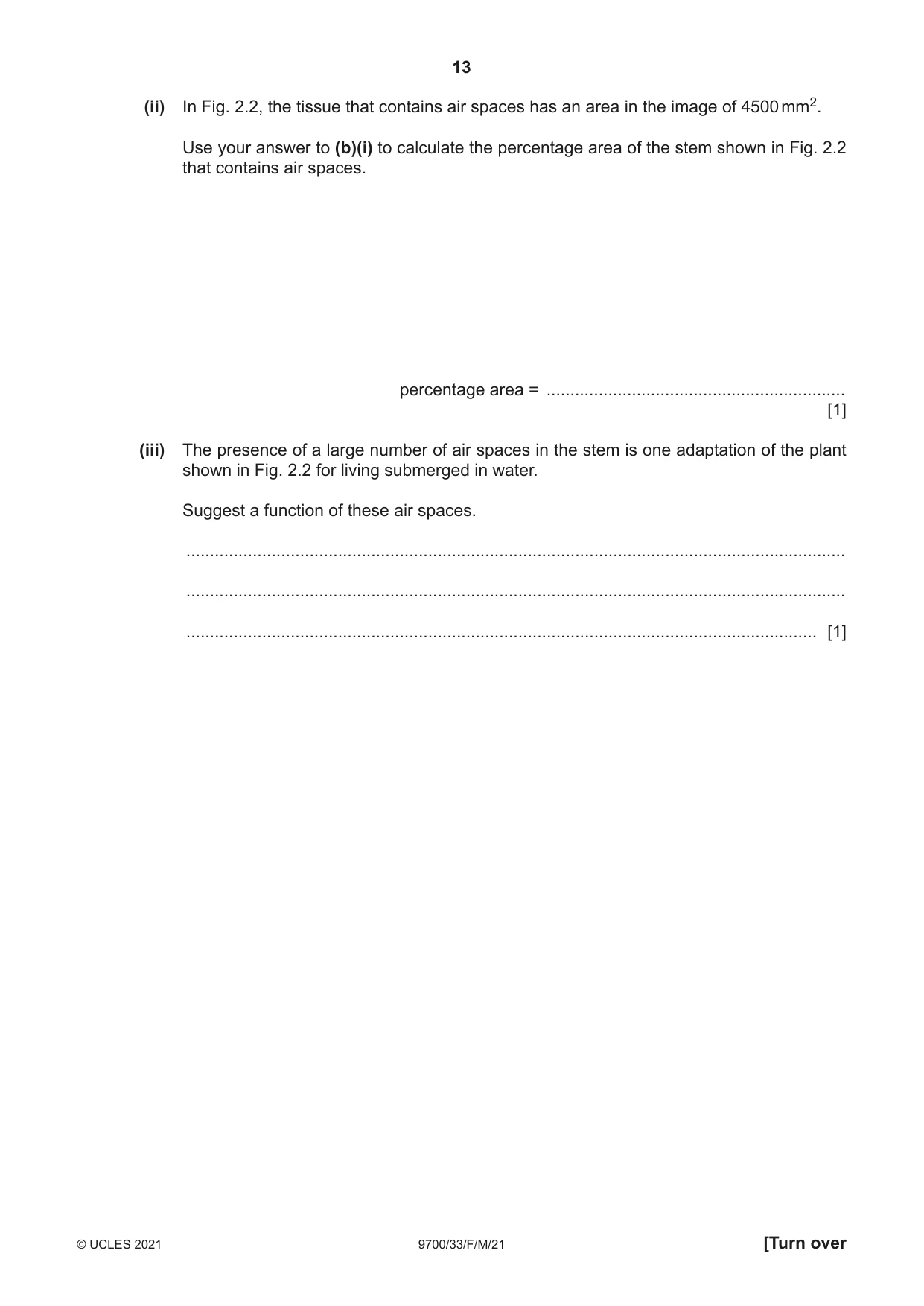 Cambridge A Level Biology 9700 2021 Feb/March Paper 3 · Variant 3 question paper, page 13 of 16