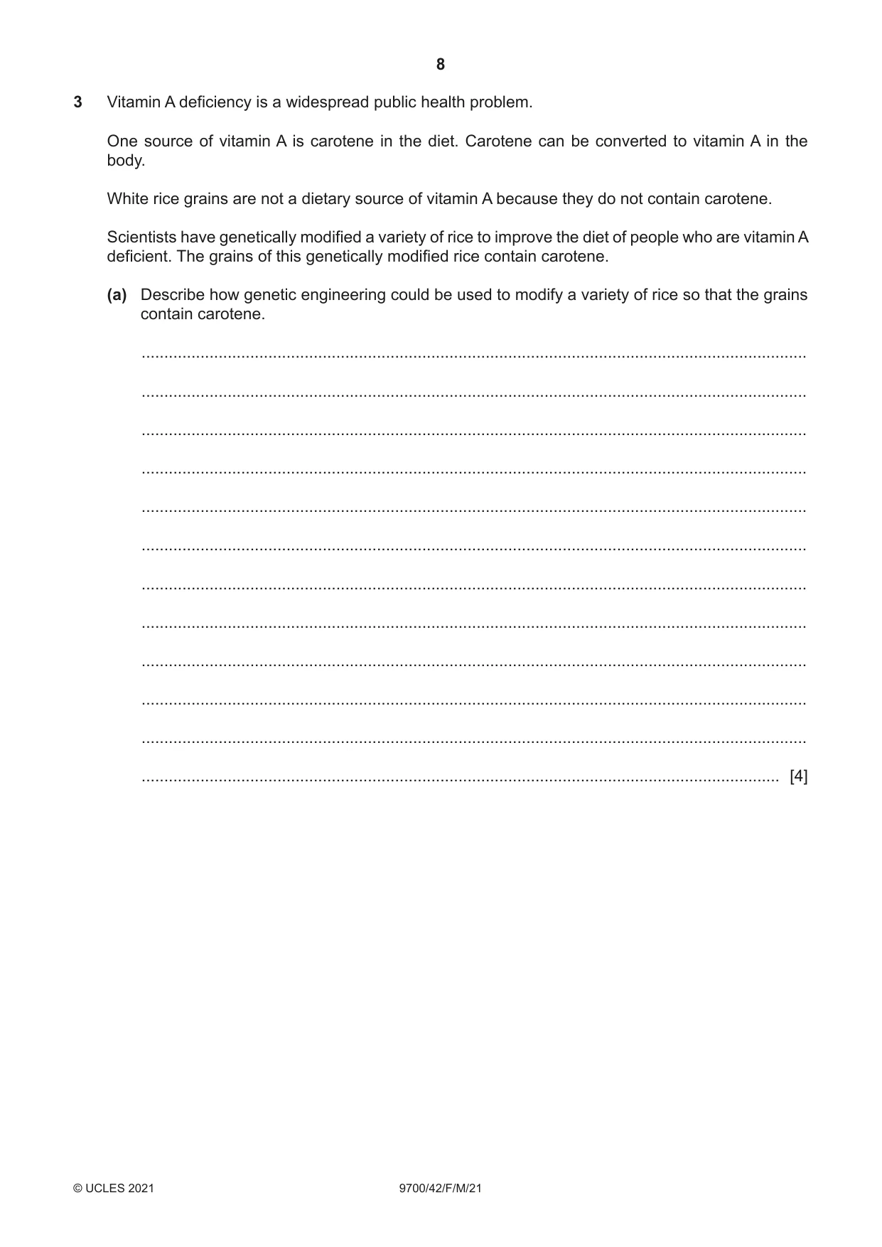 Cambridge A Level Biology 9700 2021 Feb/March Paper 4 · Variant 2 question paper, page 8 of 28