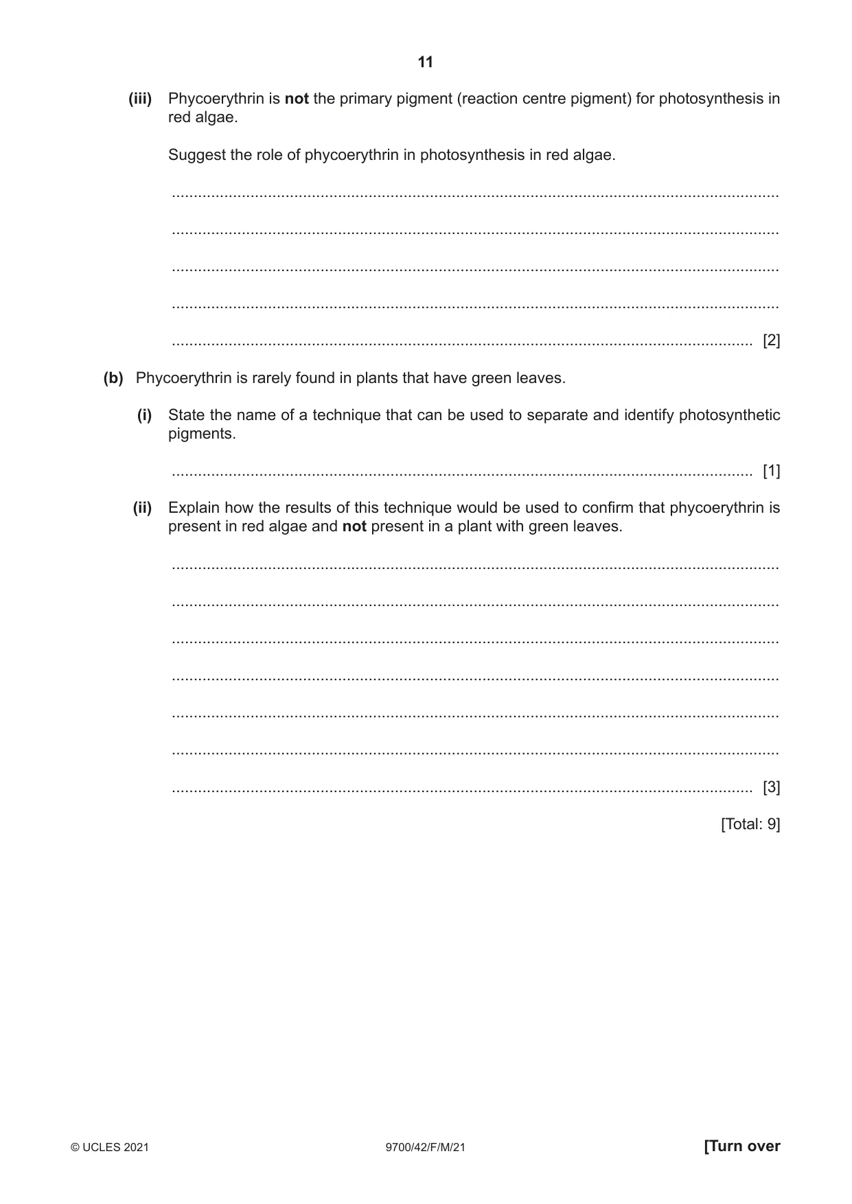 Cambridge A Level Biology 9700 2021 Feb/March Paper 4 · Variant 2 question paper, page 11 of 28