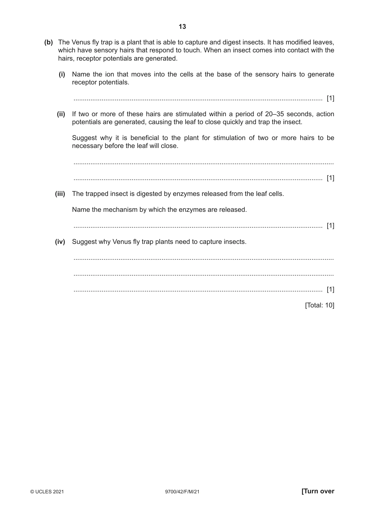Cambridge A Level Biology 9700 2021 Feb/March Paper 4 · Variant 2 question paper, page 13 of 28