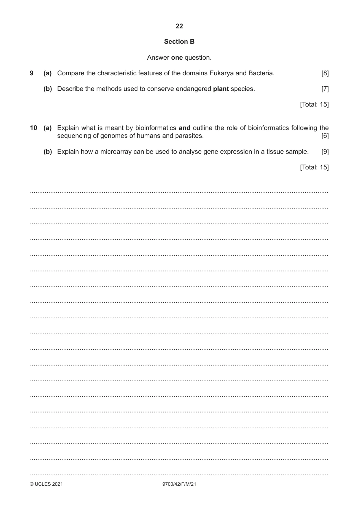 Cambridge A Level Biology 9700 2021 Feb/March Paper 4 · Variant 2 question paper, page 22 of 28