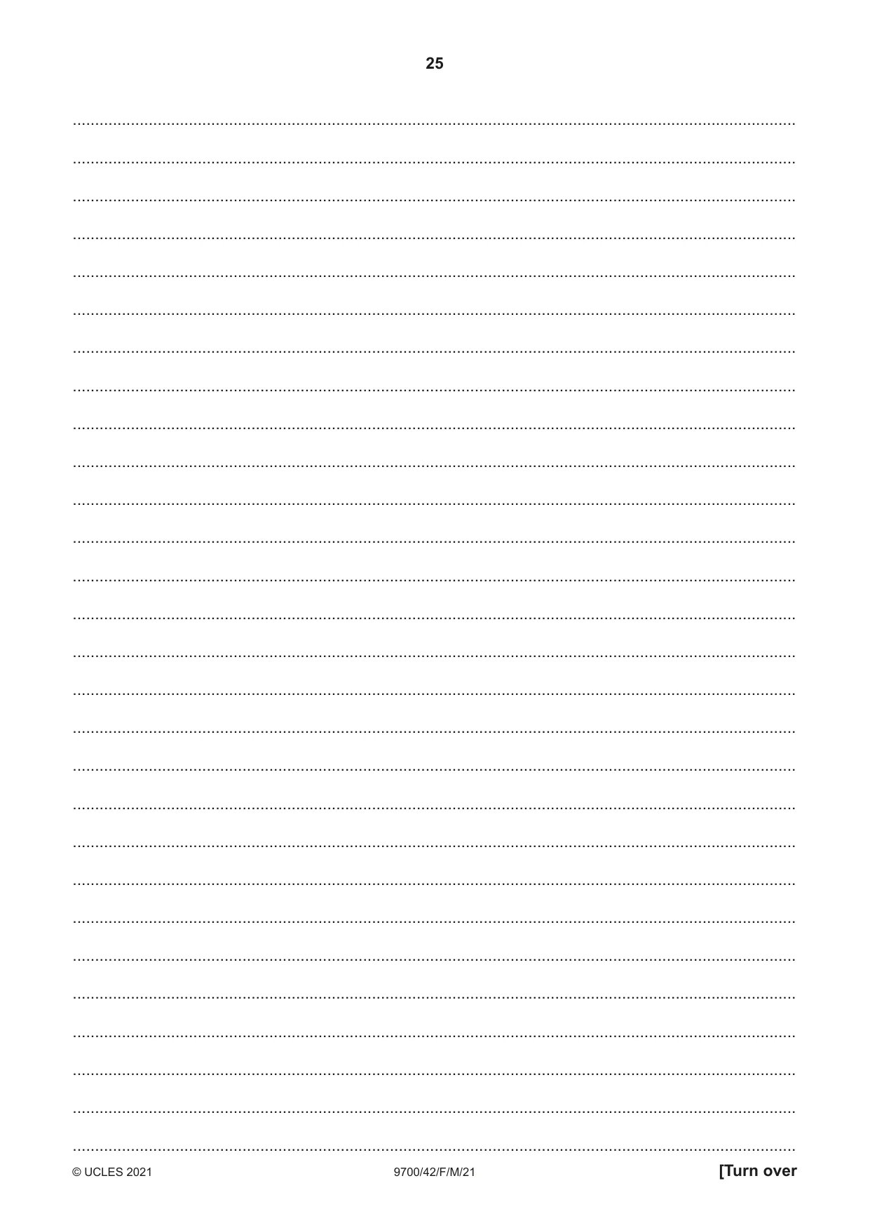 Cambridge A Level Biology 9700 2021 Feb/March Paper 4 · Variant 2 question paper, page 25 of 28