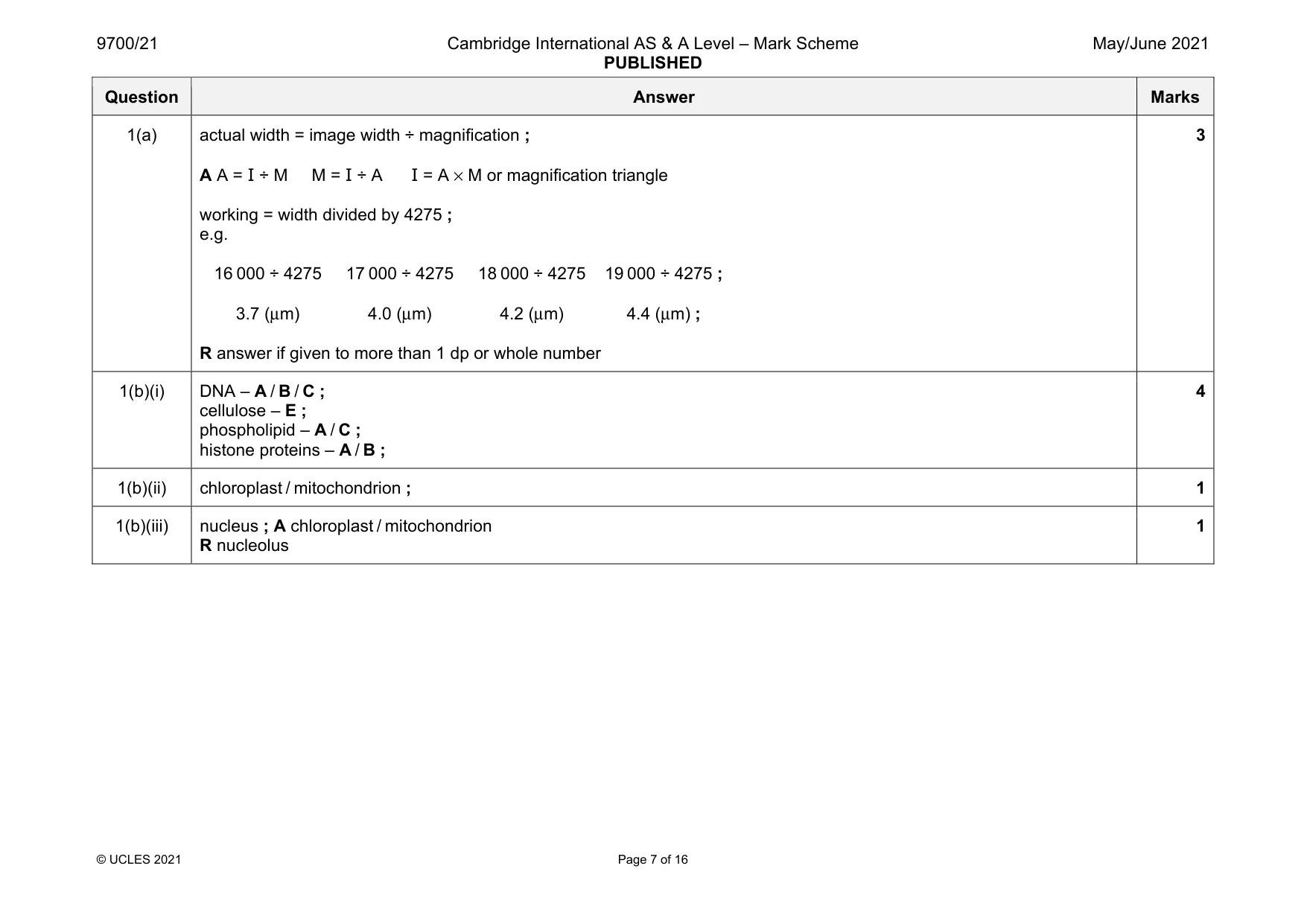 Mark scheme, page 7 of 16