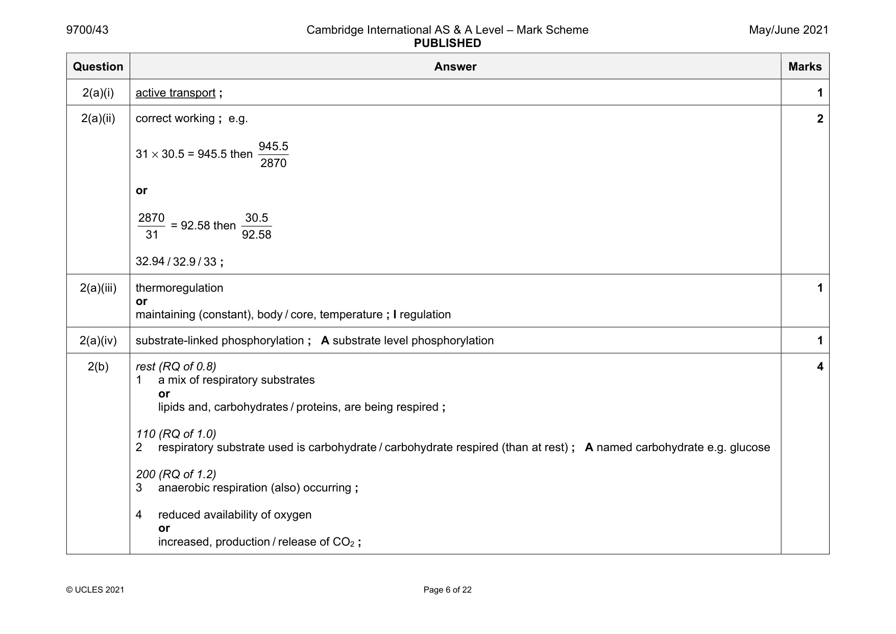 Mark scheme, page 6 of 22