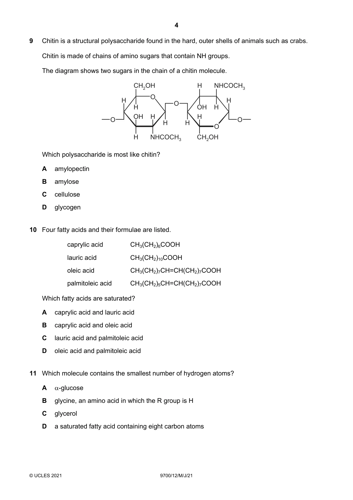 Cambridge A Level Biology 9700 2021 May/June Paper 1 · Variant 2 question paper, page 4 of 16