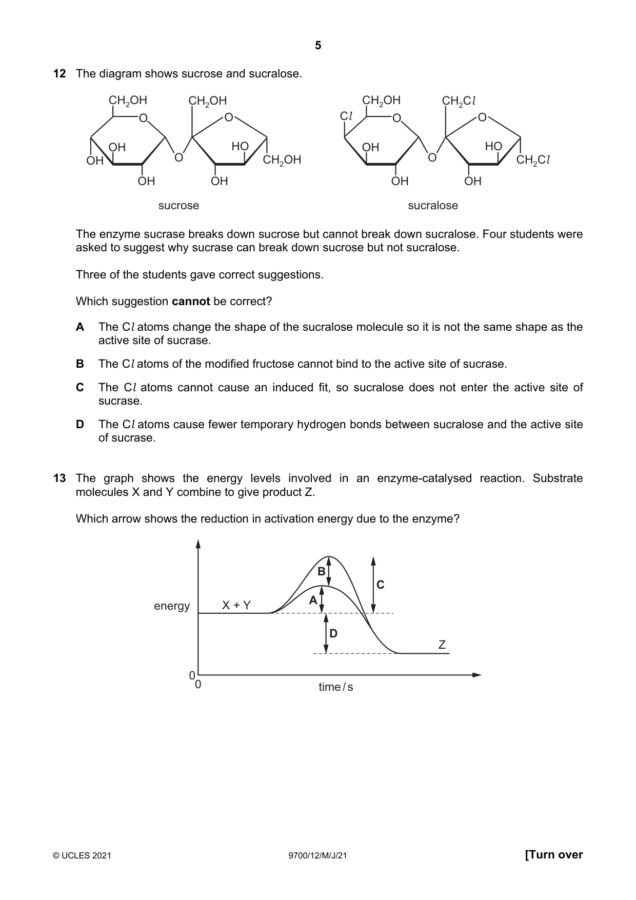Cambridge A Level Biology 9700 2021 May/June Paper 1 · Variant 2 question paper, page 5 of 16