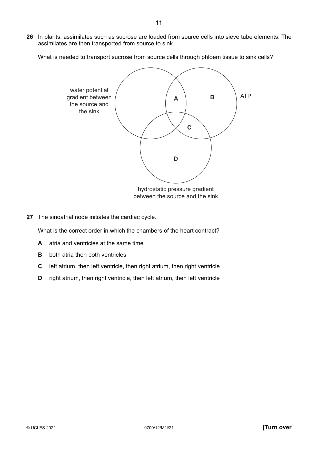 Cambridge A Level Biology 9700 2021 May/June Paper 1 · Variant 2 question paper, page 11 of 16