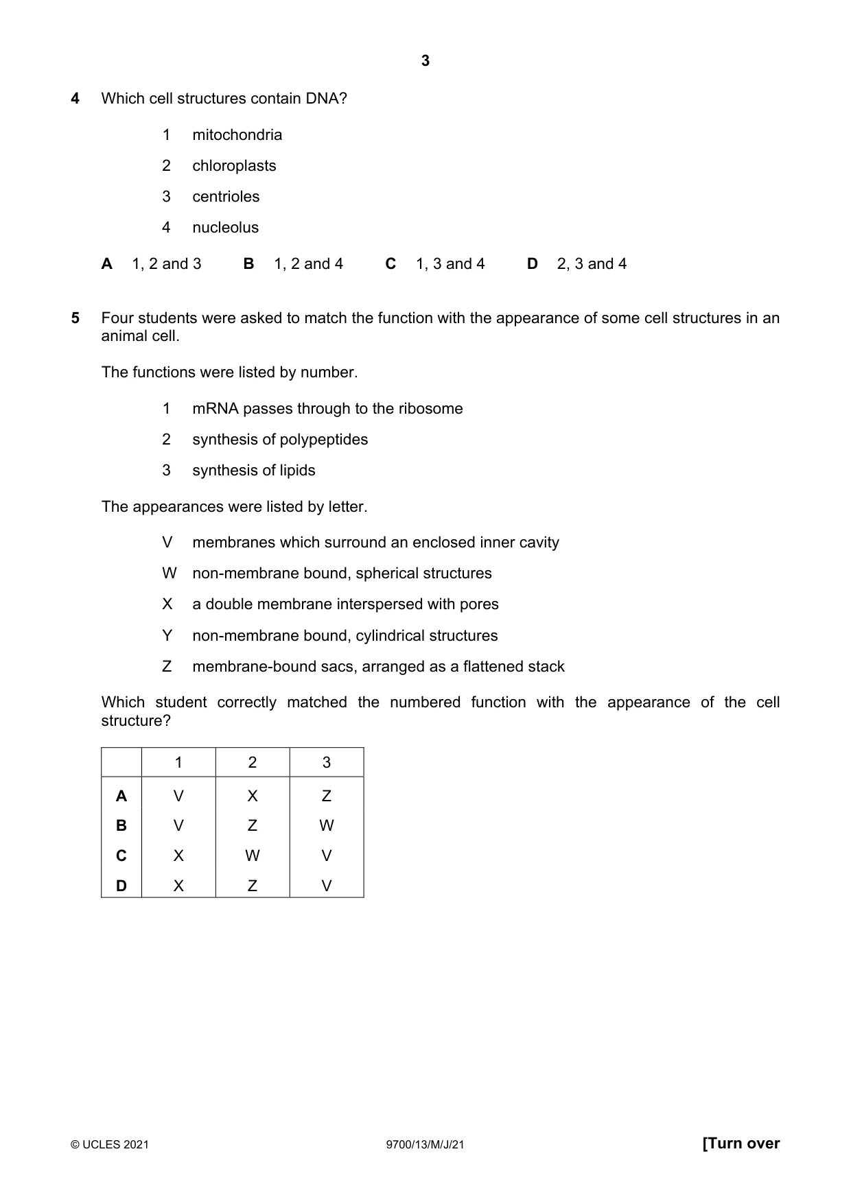 Cambridge A Level Biology 9700 2021 May/June Paper 1 · Variant 3 question paper, page 3 of 20