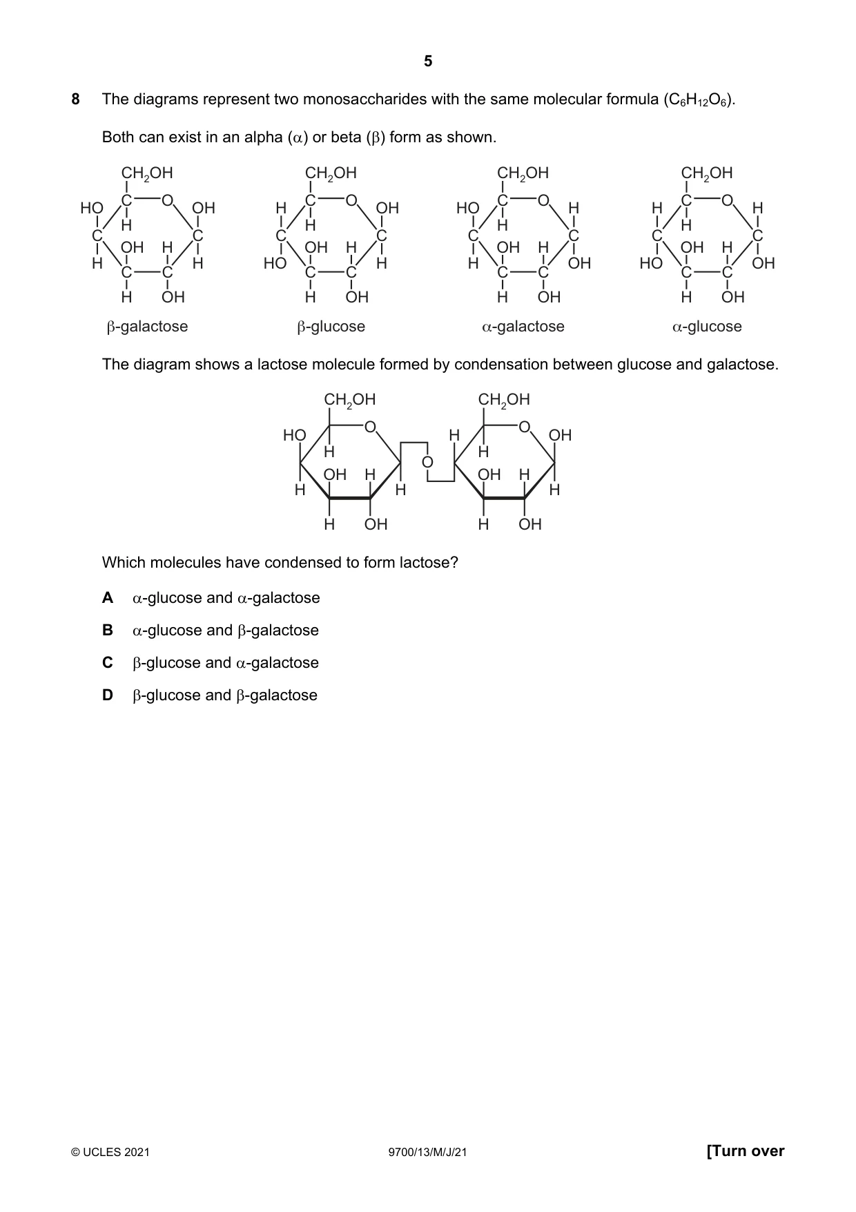 Cambridge A Level Biology 9700 2021 May/June Paper 1 · Variant 3 question paper, page 5 of 20