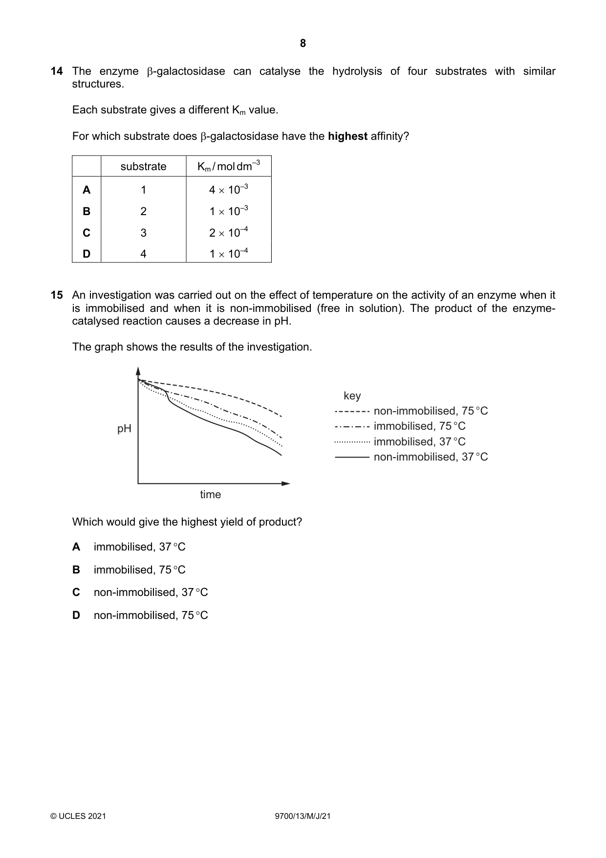 Cambridge A Level Biology 9700 2021 May/June Paper 1 · Variant 3 question paper, page 8 of 20