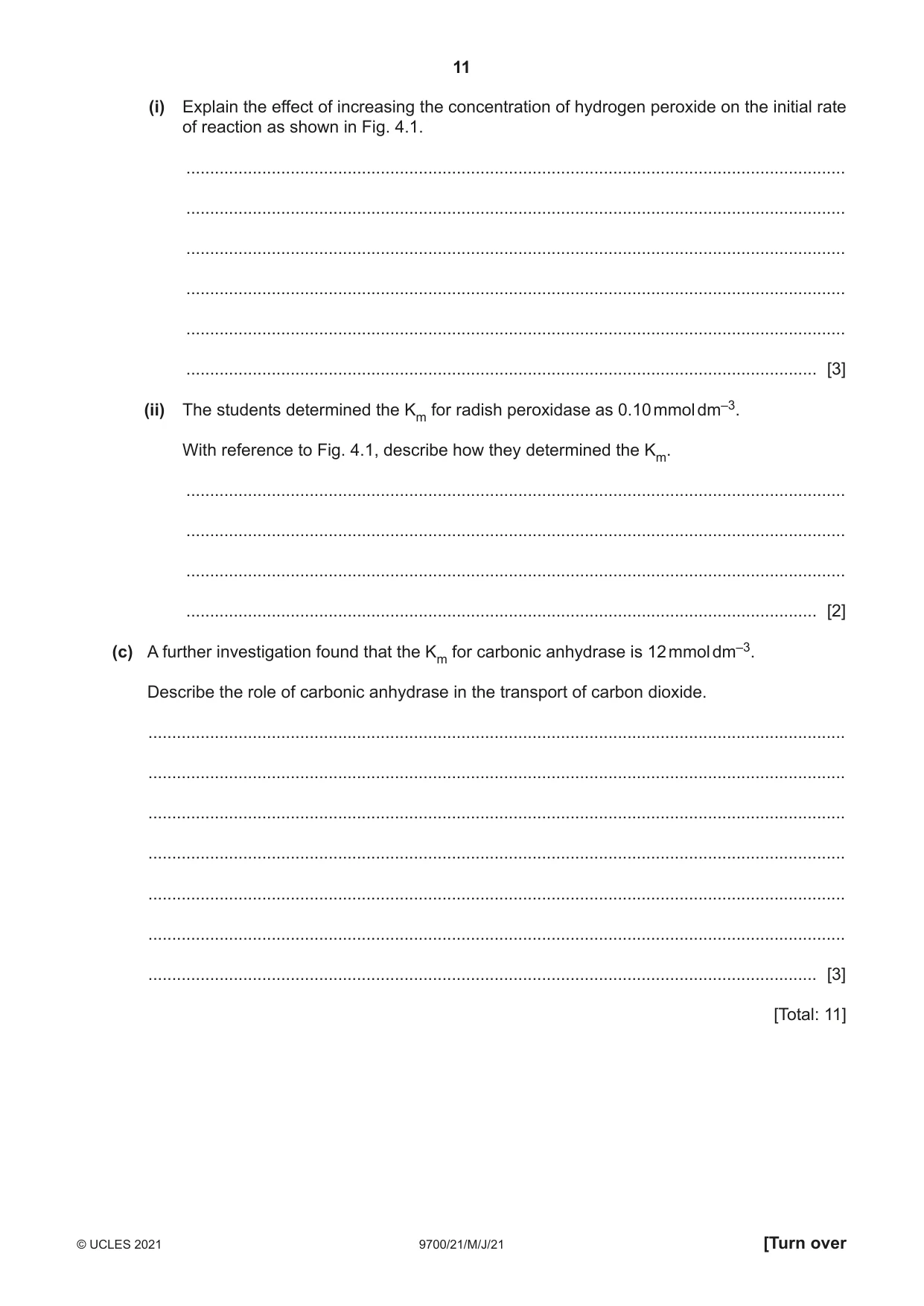 Cambridge A Level Biology 9700 2021 May/June Paper 2 · Variant 1 question paper, page 11 of 16