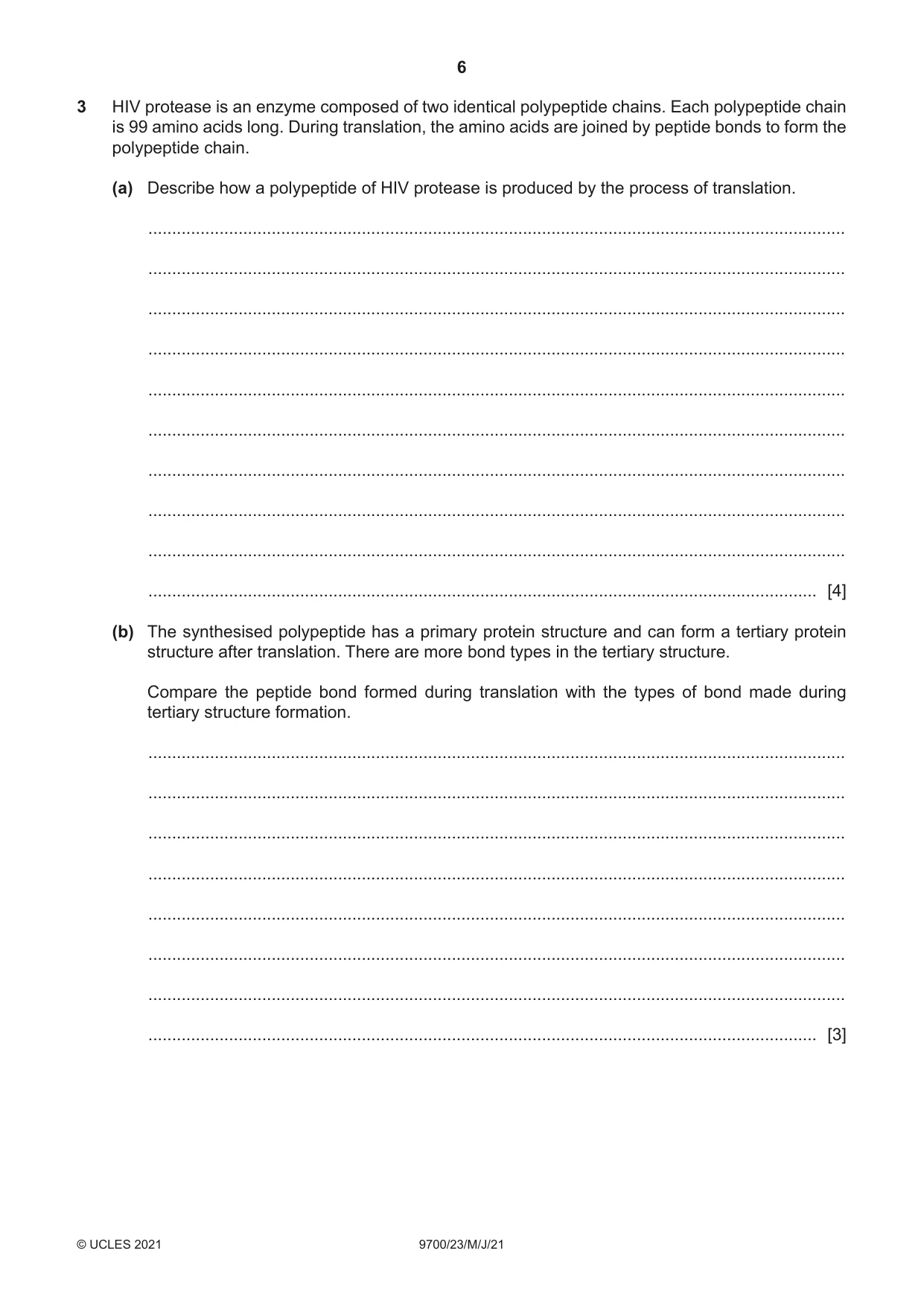 Cambridge A Level Biology 9700 2021 May/June Paper 2 · Variant 3 question paper, page 6 of 16