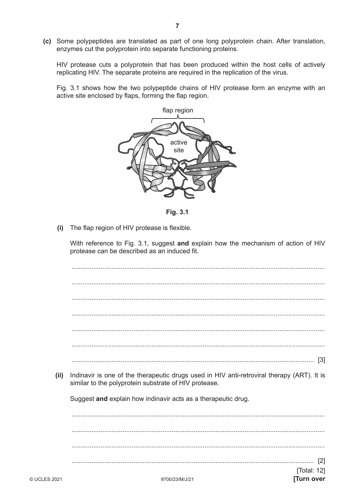 Cambridge A Level Biology 9700 2021 May/June Paper 2 · Variant 3 question paper, page 7 of 16
