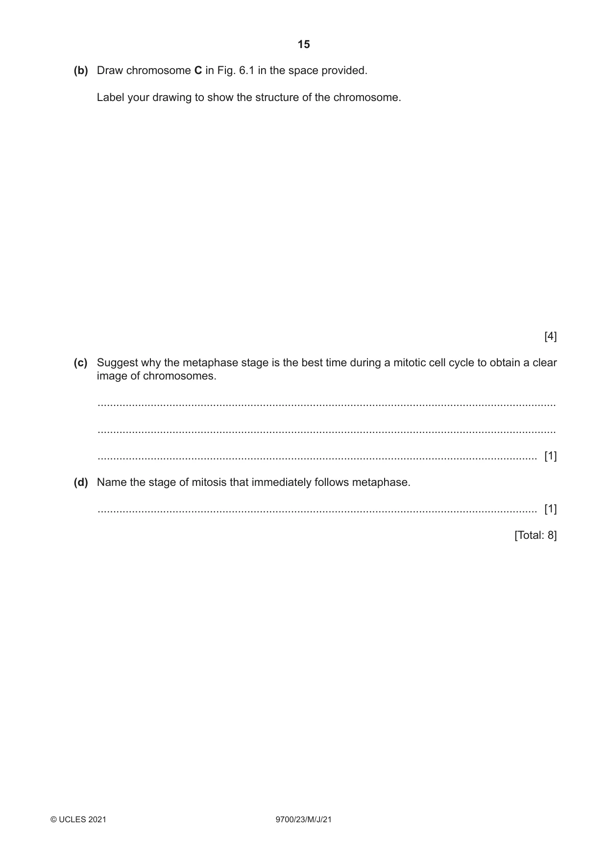 Cambridge A Level Biology 9700 2021 May/June Paper 2 · Variant 3 question paper, page 15 of 16