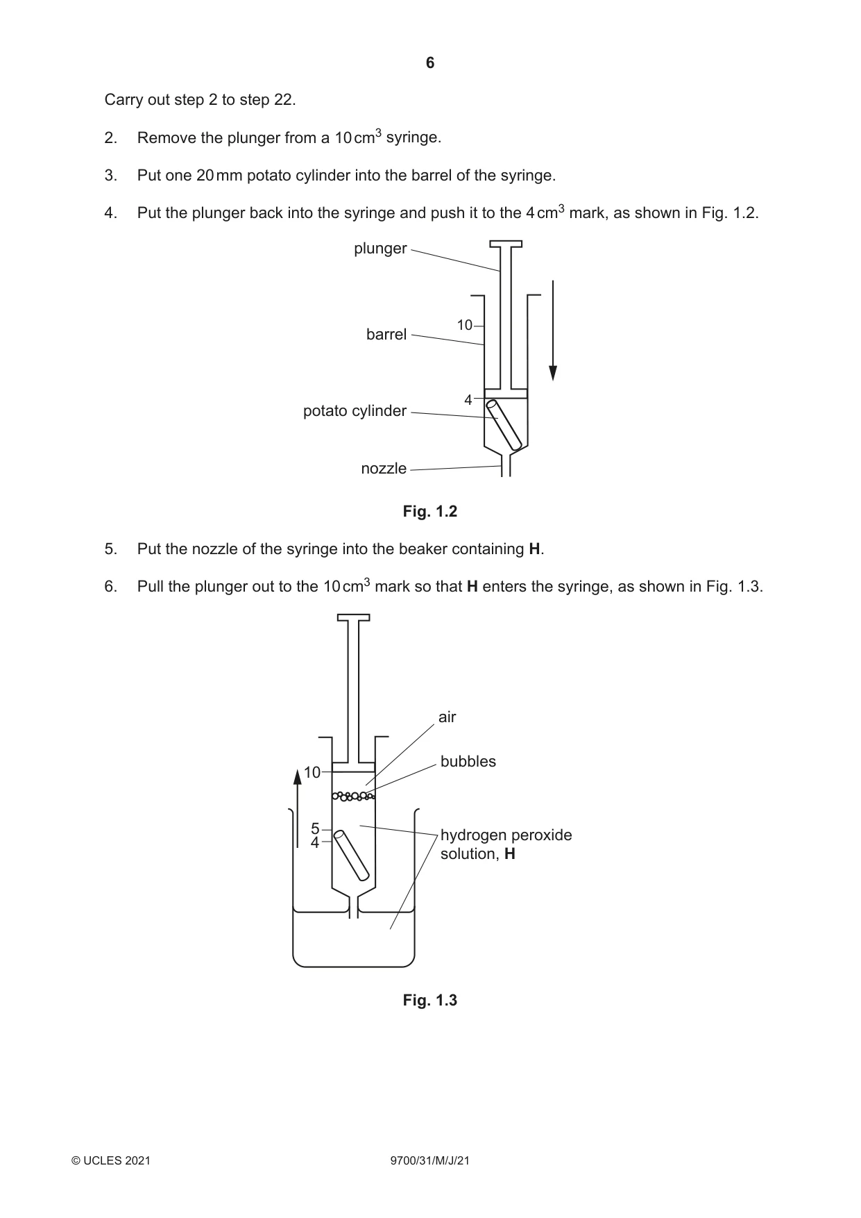 Cambridge A Level Biology 9700 2021 May/June Paper 3 · Variant 1 question paper, page 6 of 20