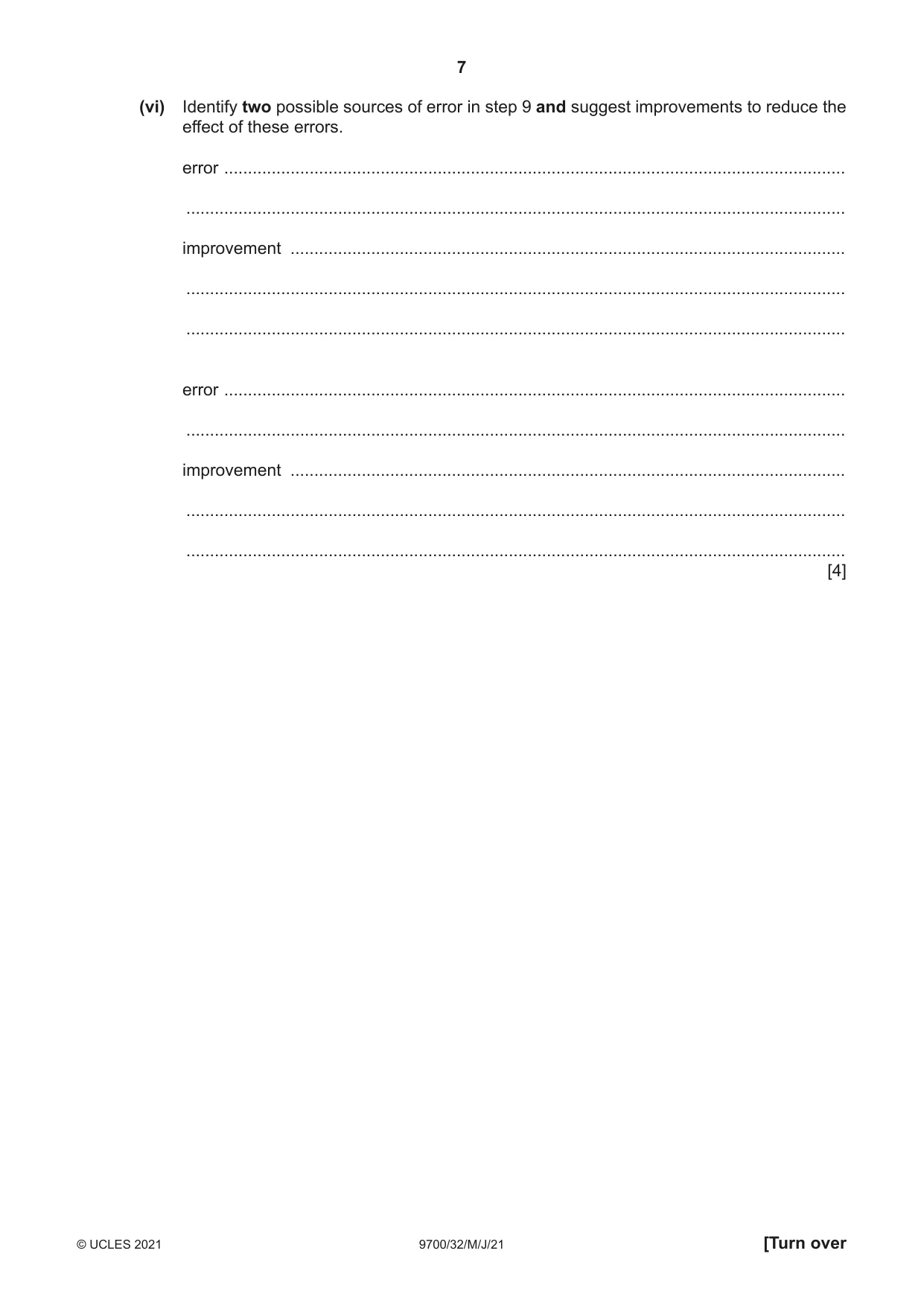 Cambridge A Level Biology 9700 2021 May/June Paper 3 · Variant 2 question paper, page 7 of 16