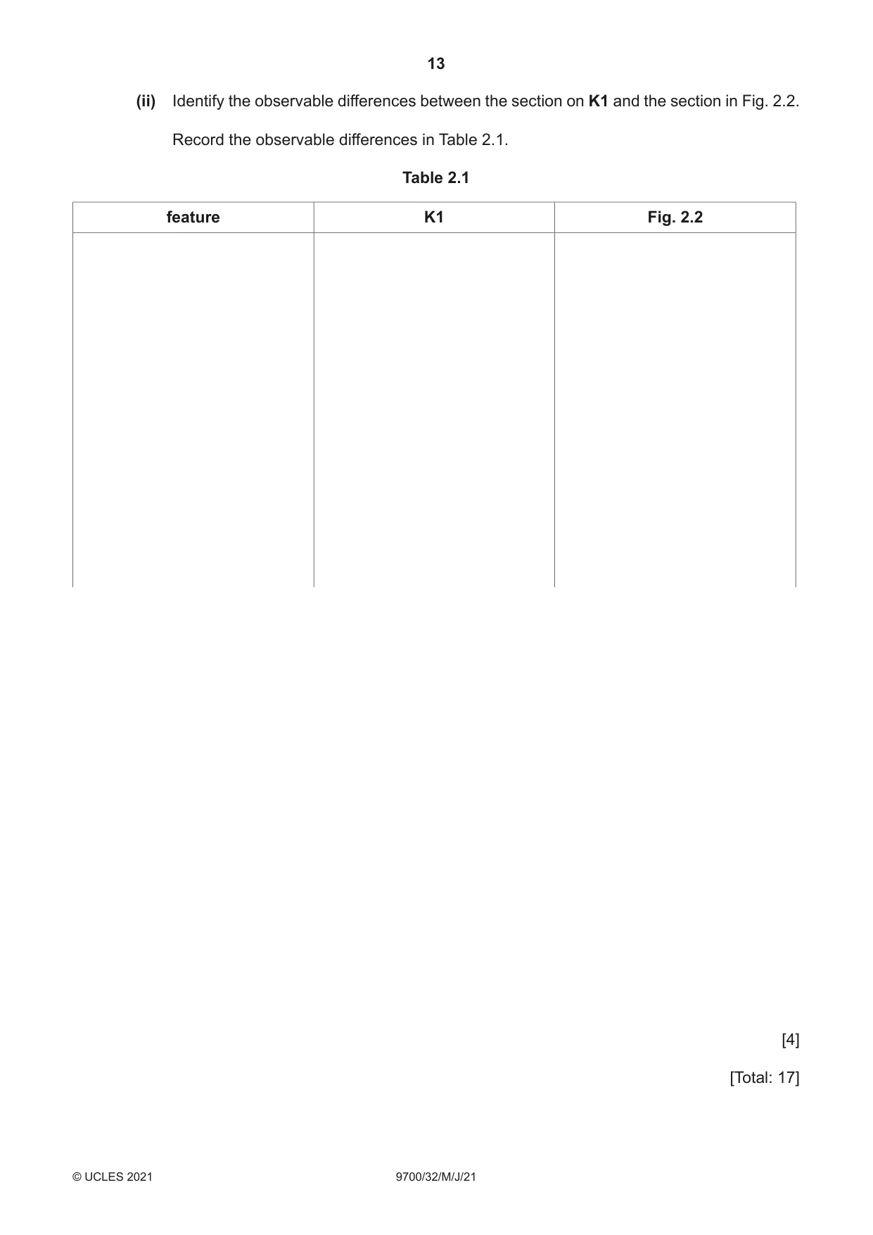Cambridge A Level Biology 9700 2021 May/June Paper 3 · Variant 2 question paper, page 13 of 16