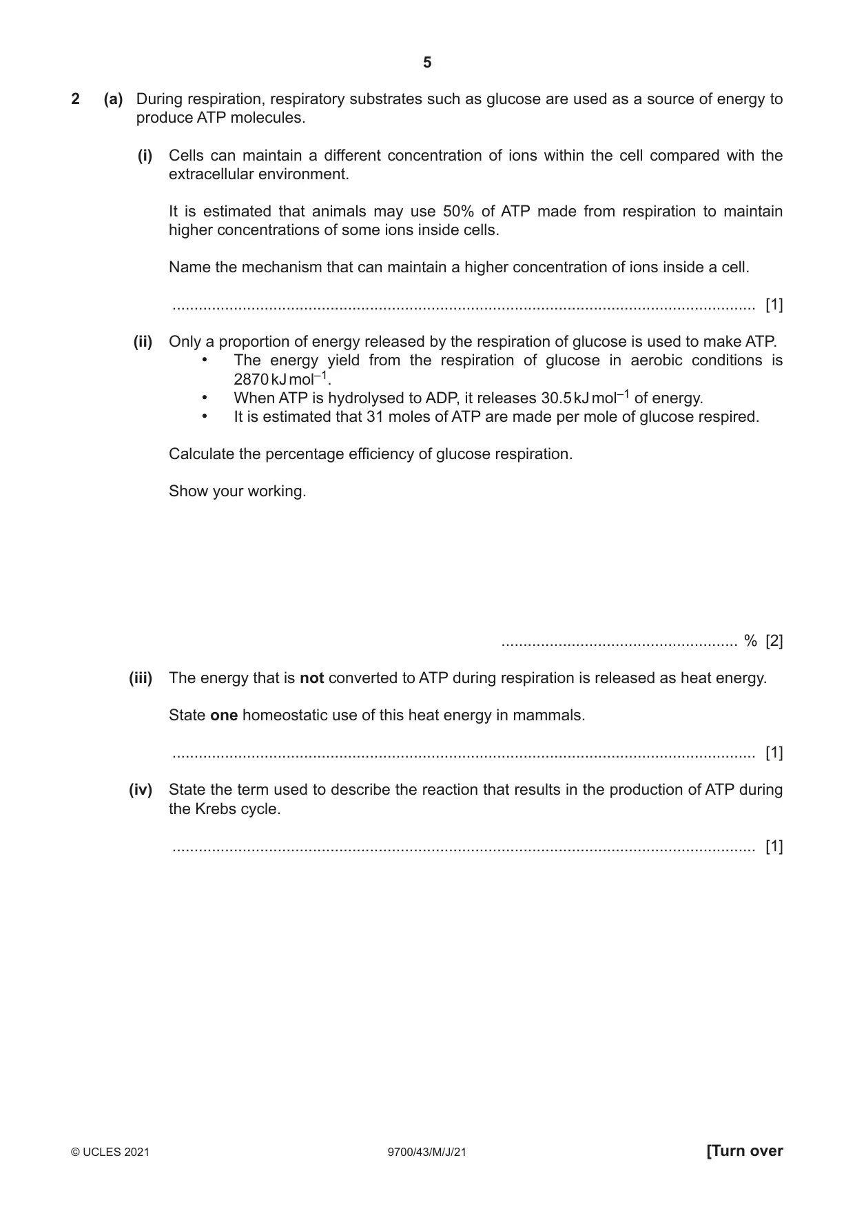 Cambridge A Level Biology 9700 2021 May/June Paper 4 · Variant 3 question paper, page 5 of 24