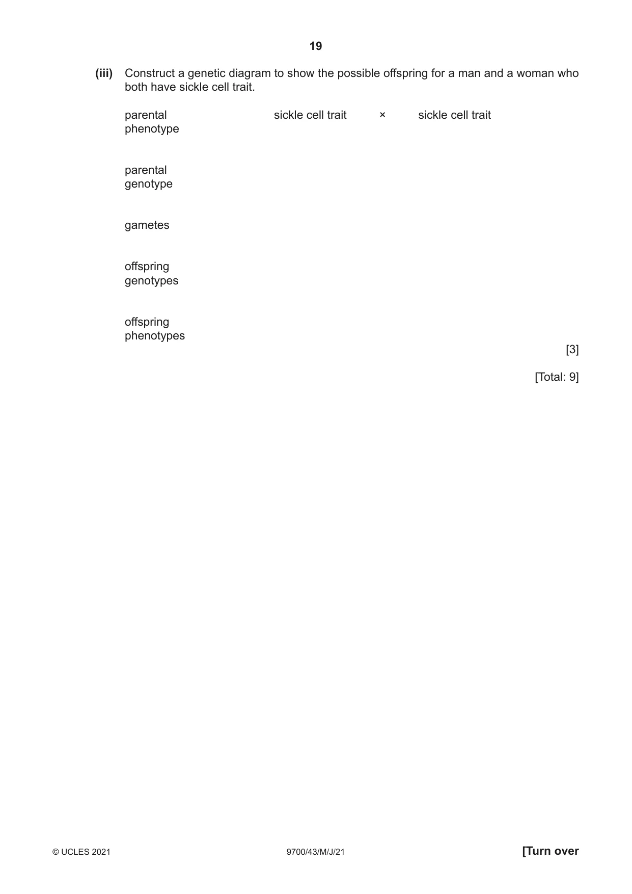 Cambridge A Level Biology 9700 2021 May/June Paper 4 · Variant 3 question paper, page 19 of 24