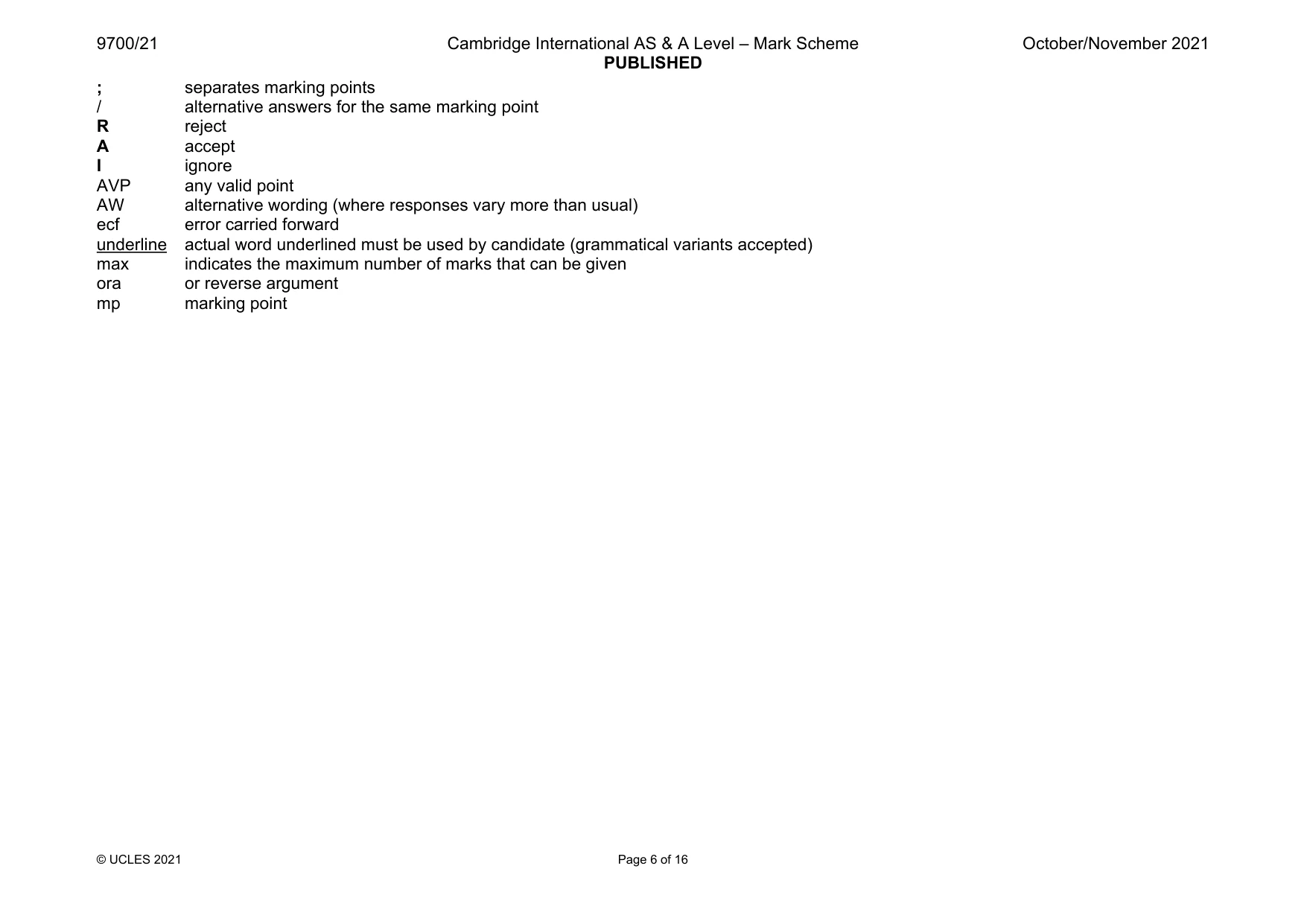 Mark scheme, page 6 of 16