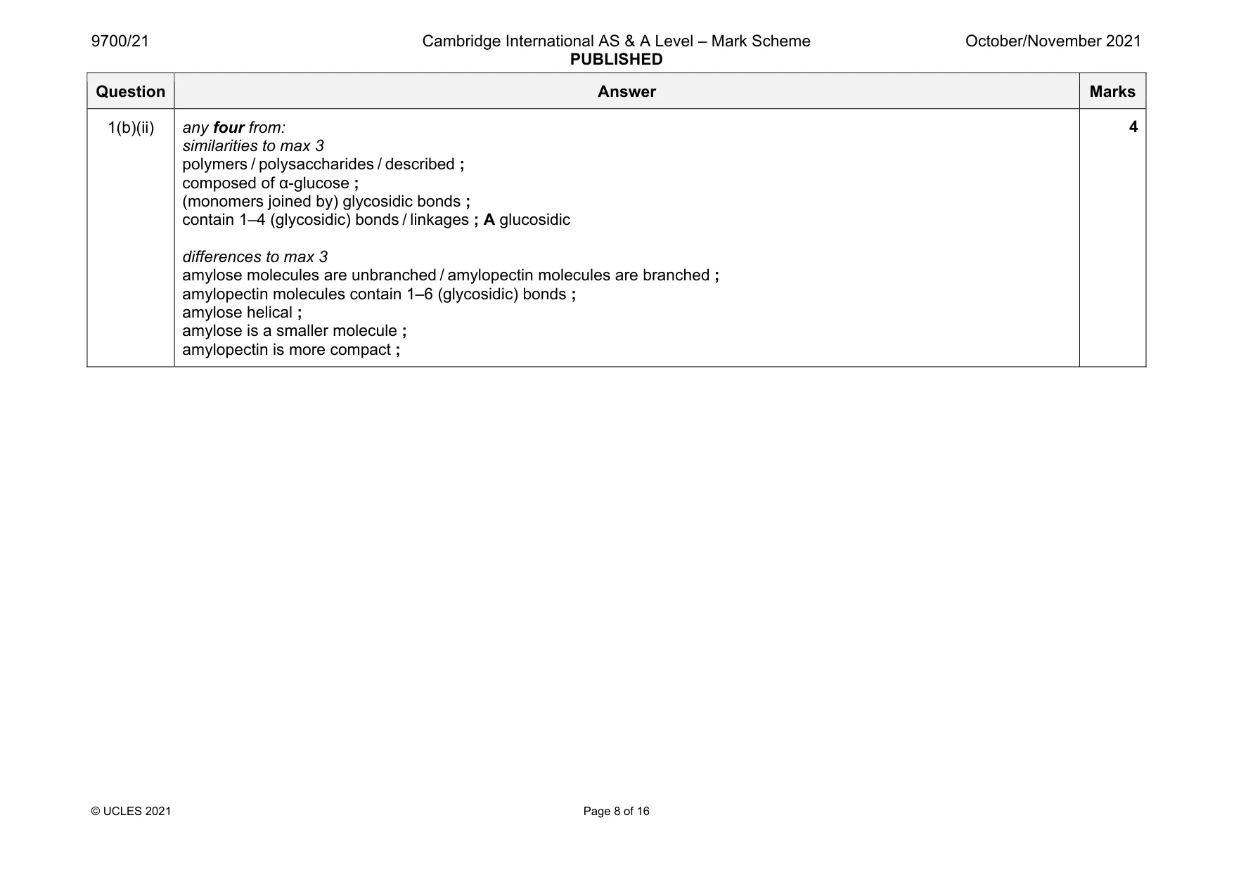 Mark scheme, page 8 of 16