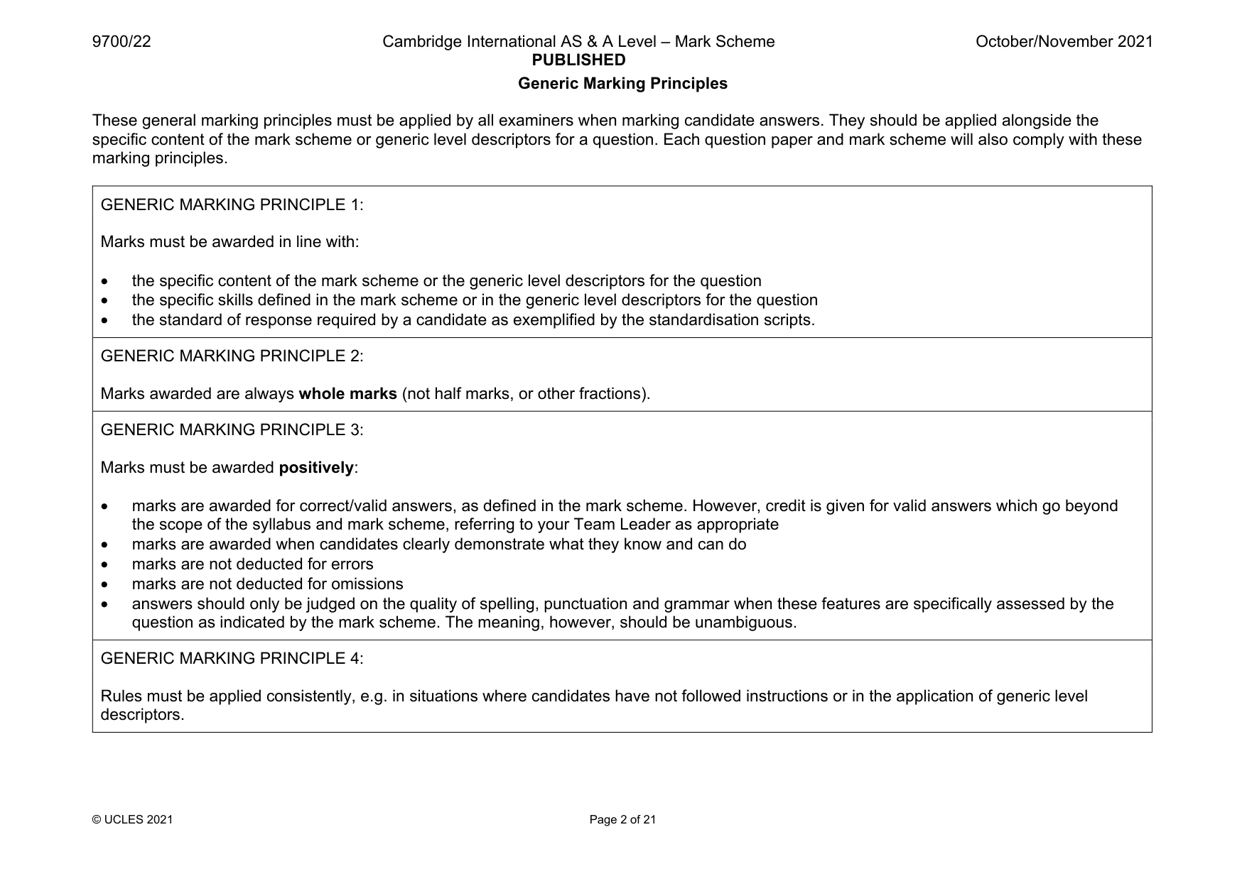 Mark scheme, page 2 of 21