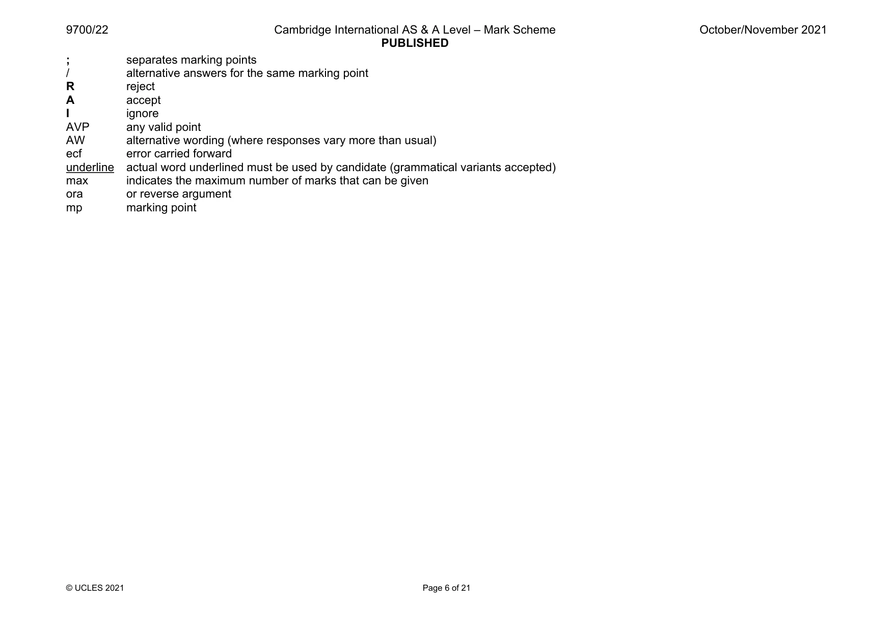 Mark scheme, page 6 of 21