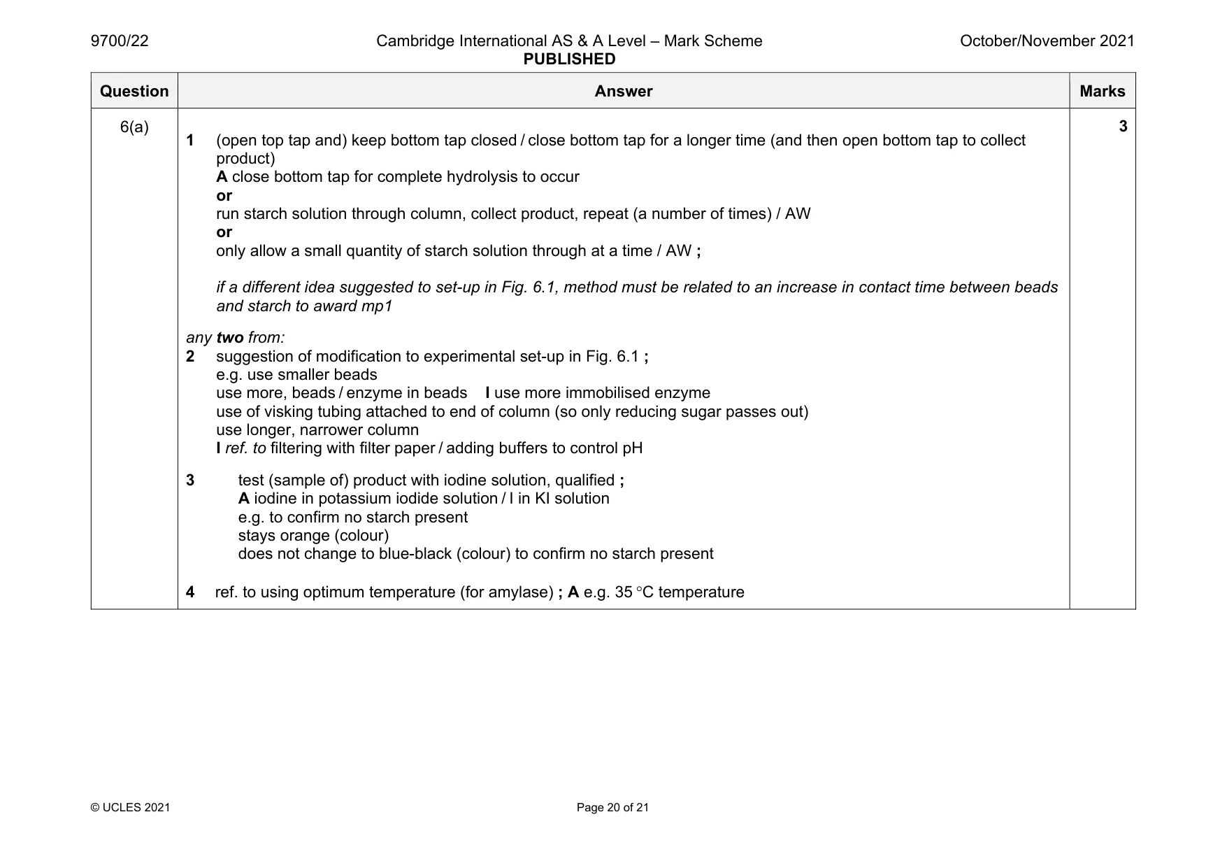 Mark scheme, page 20 of 21