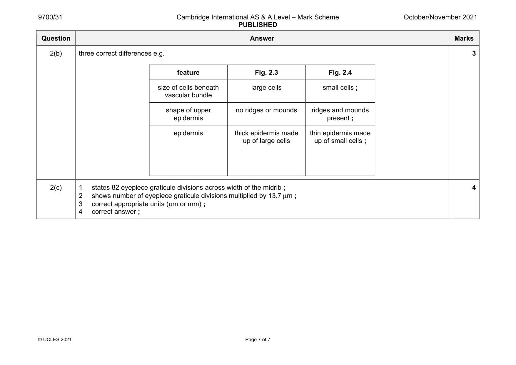 Mark scheme, page 7 of 7