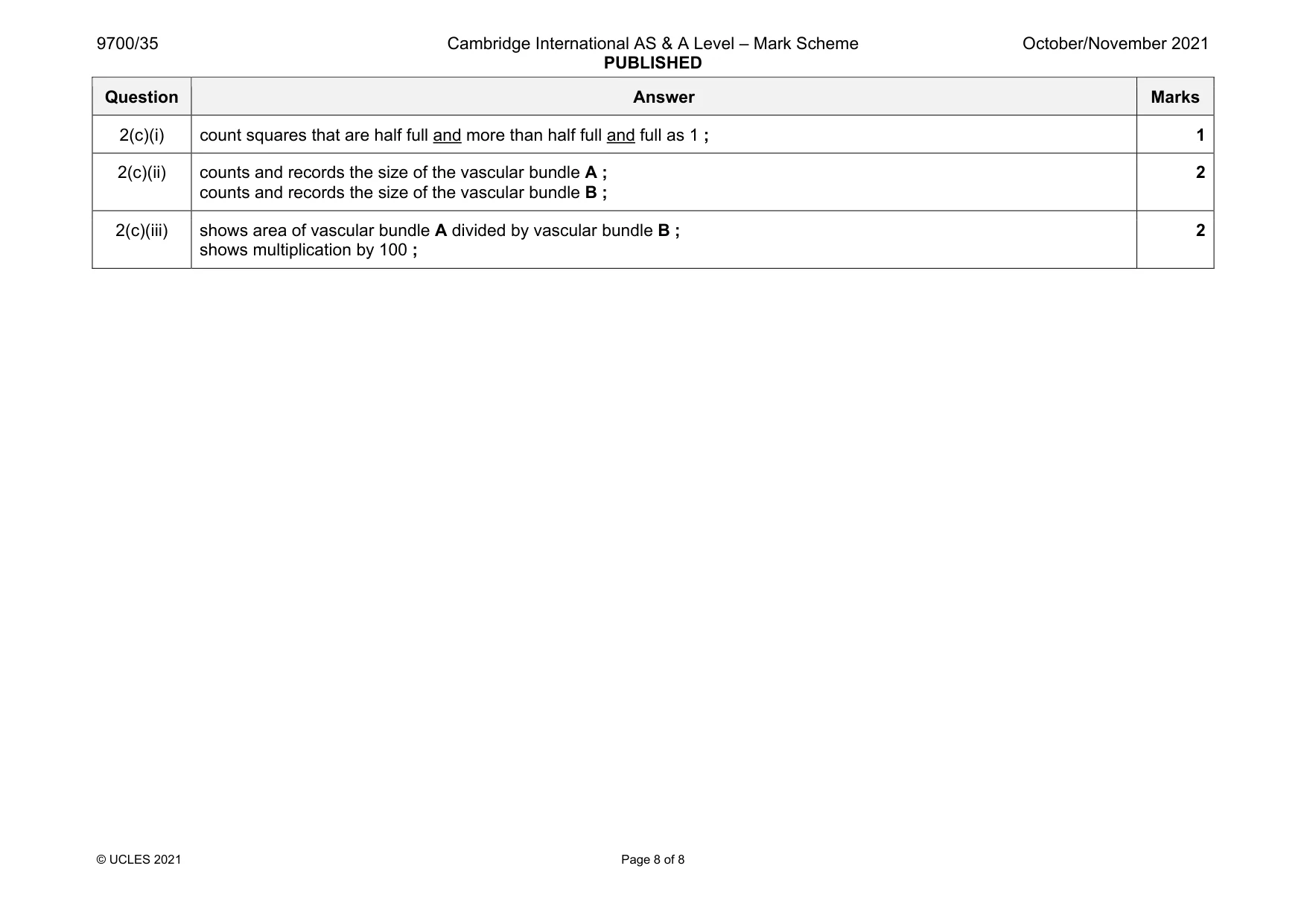 Mark scheme, page 8 of 8
